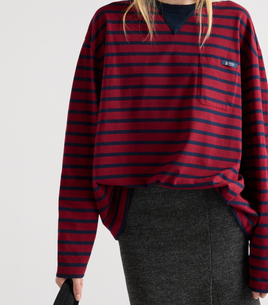 Cotton Stripe Oversized T-Shirt F0X57 Image 4