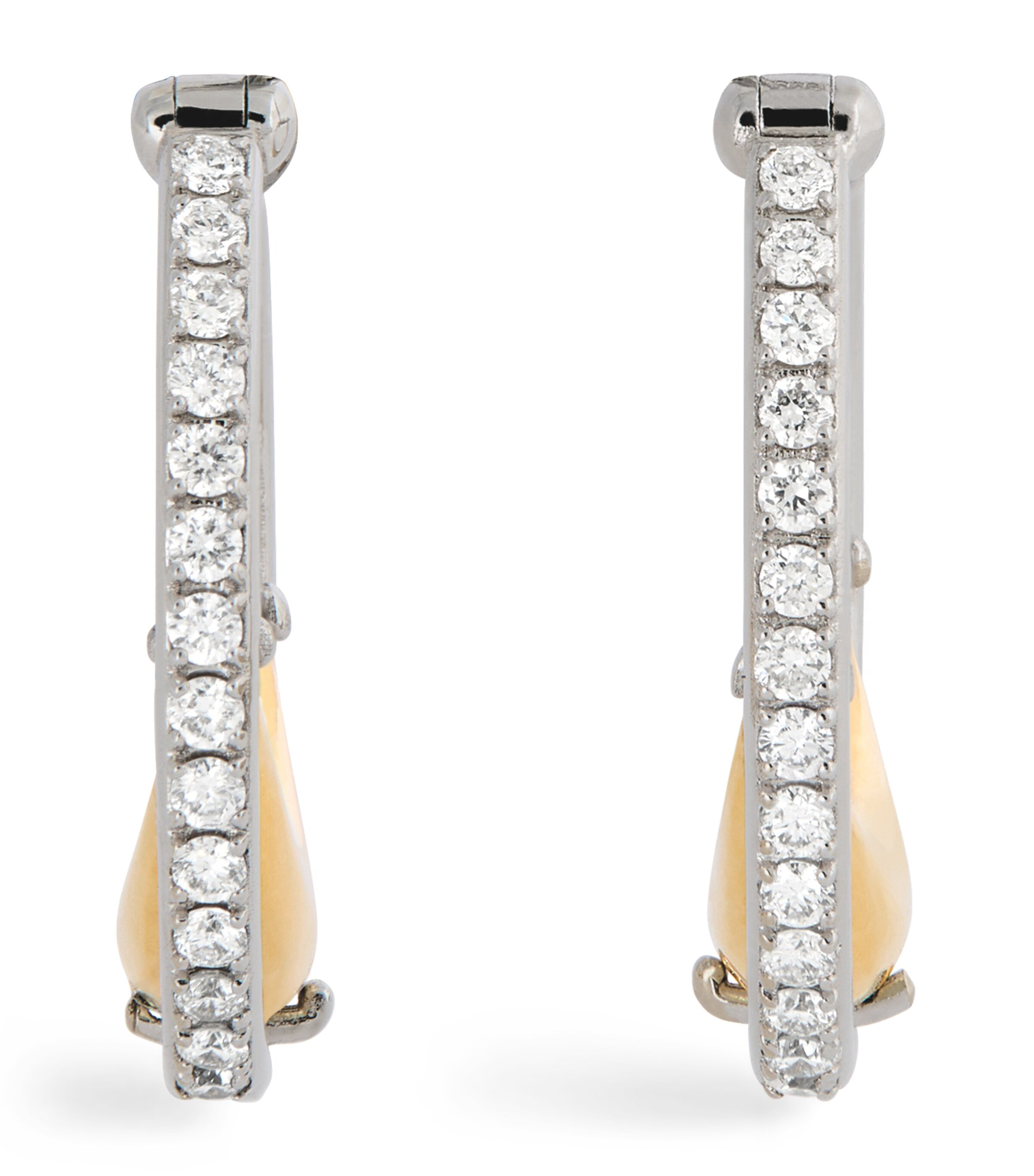 Mixed Gold and Diamond Bloop Moon N*93 Hoop Earrings MIXED GOLD Image 3