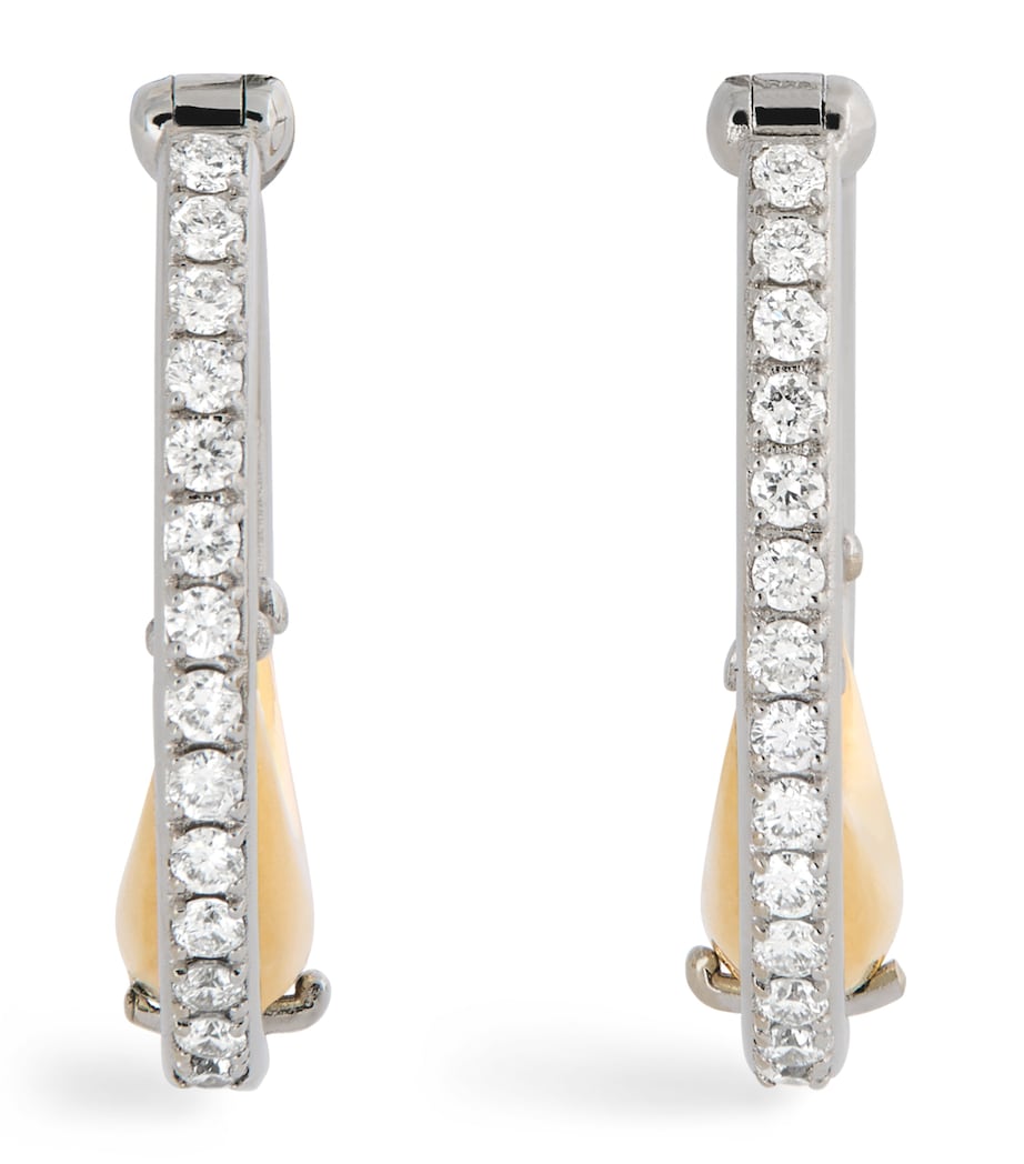 Mixed Gold and Diamond Bloop Moon N*93 Hoop Earrings MIXED GOLD Image 3