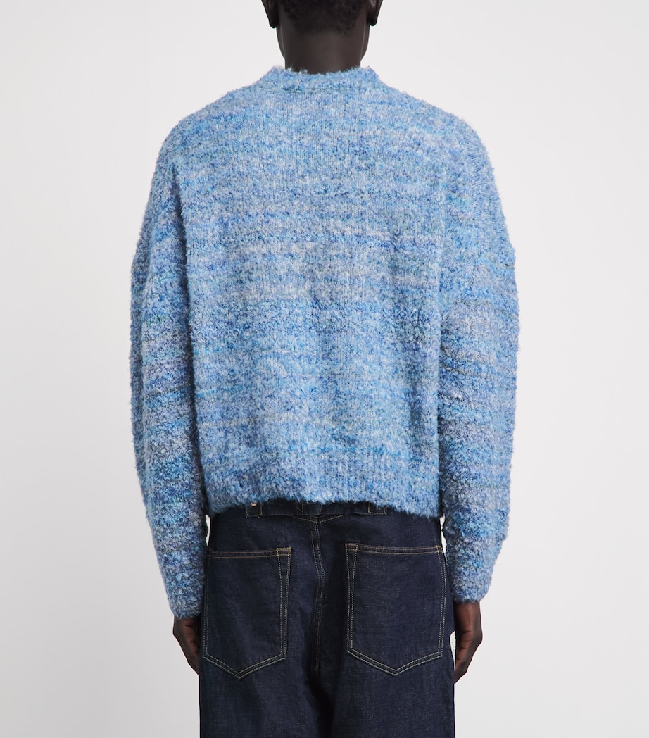 COLE BUXTON Mens Bouclé Logo Sweater Blue Image 5