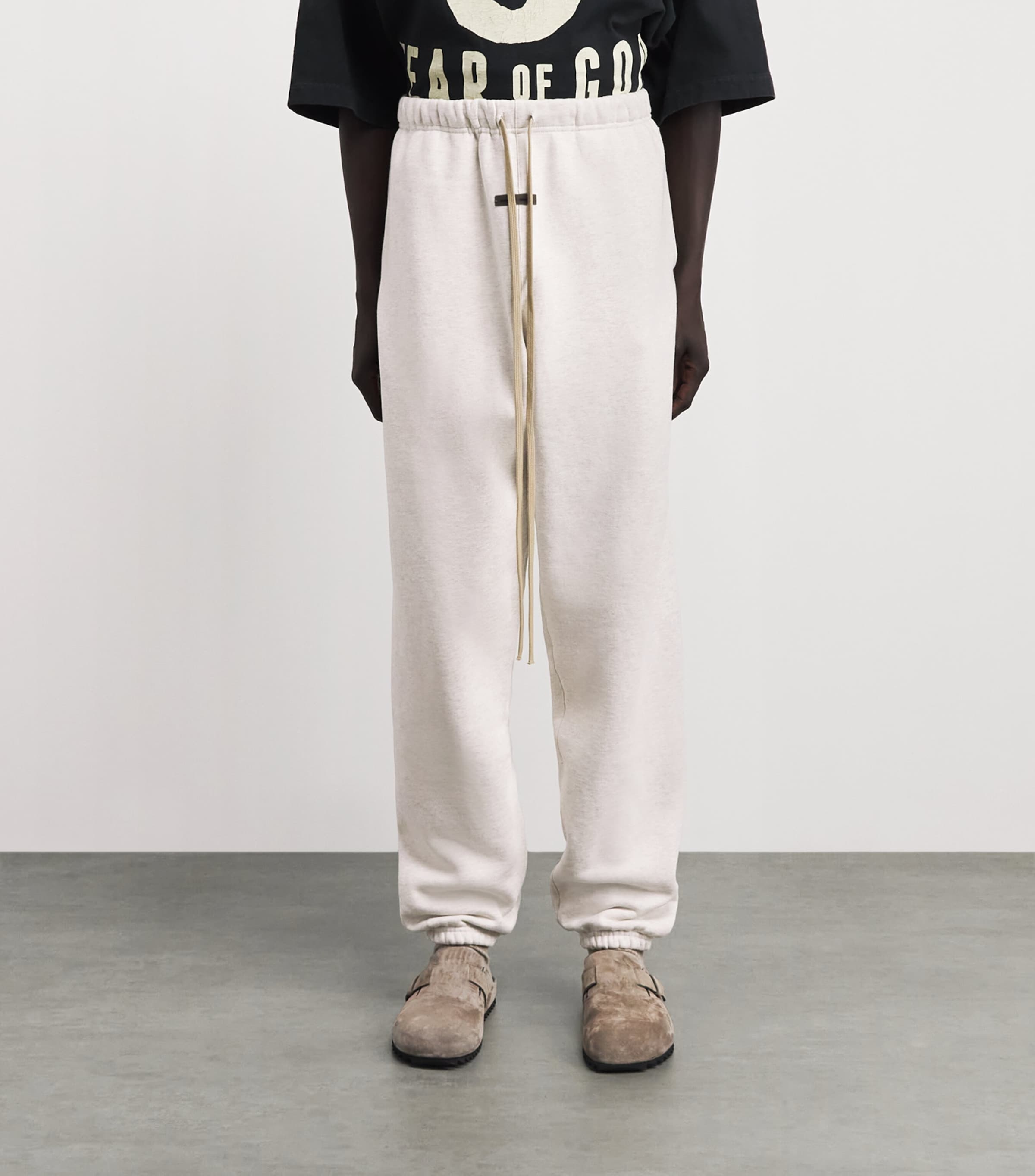 FEAR OF GOD ESSENTIALS Mens Cotton-Blend Sweatpants Oatmeal Heather Image 4