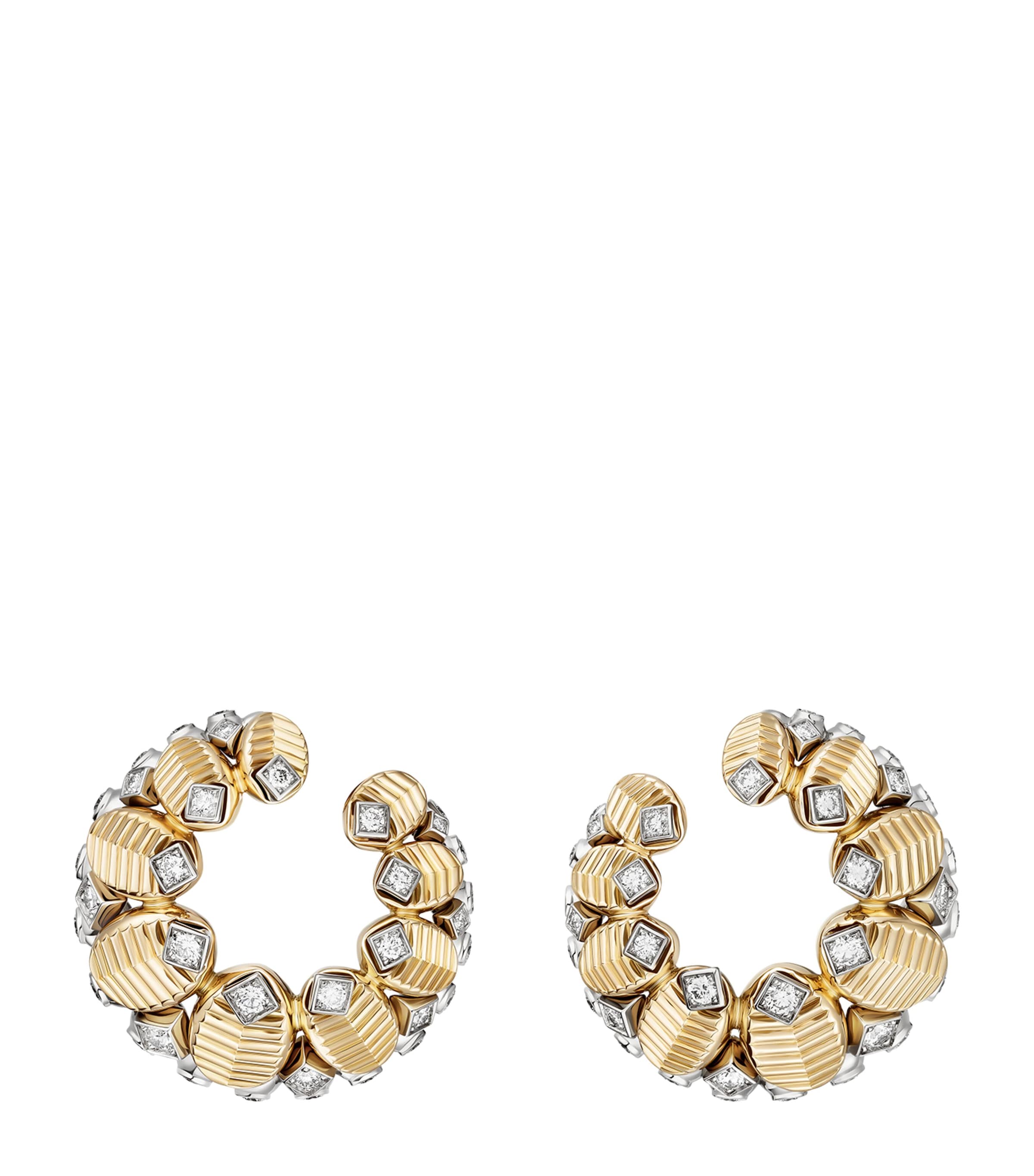 Yellow Gold, White Gold and Diamond Grain de Café Earrings YELLOW GOLD Image 1
