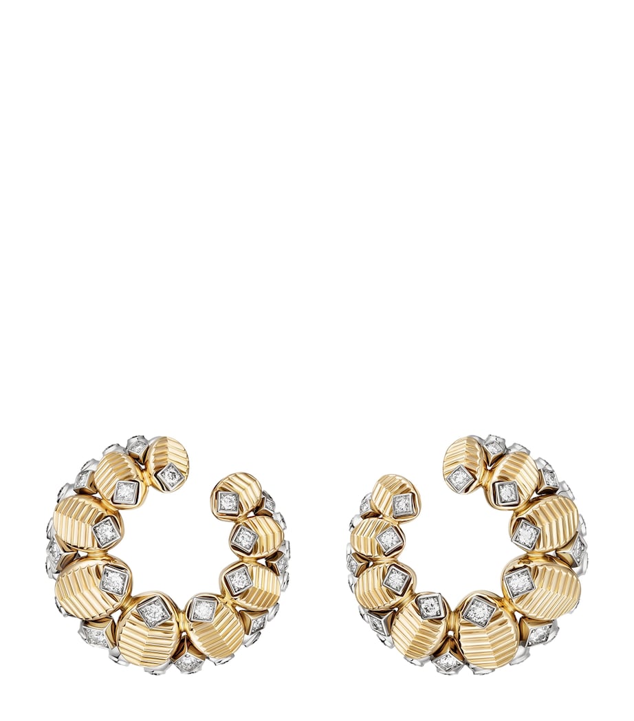 Yellow Gold, White Gold and Diamond Grain de Café Earrings YELLOW GOLD Image 1