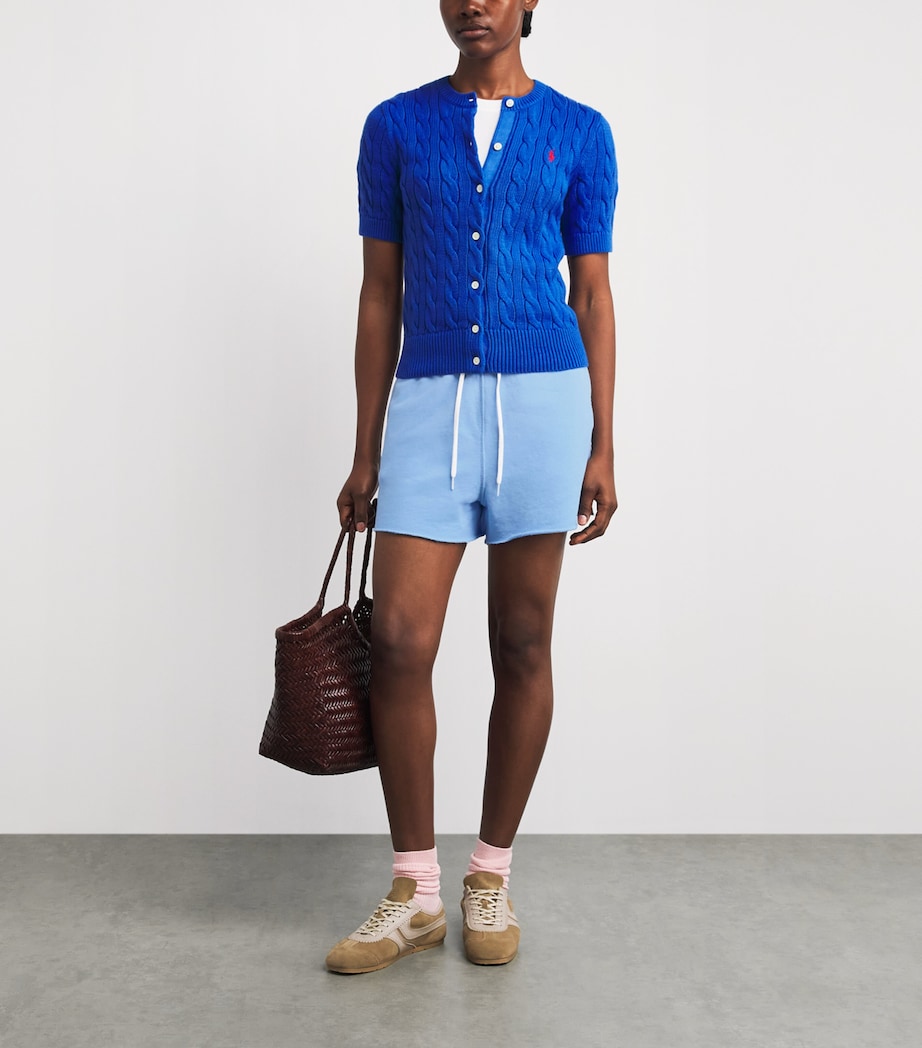 Polo Ralph Lauren Womens Fleece Cut-Off Shorts Baby Blue Image 2