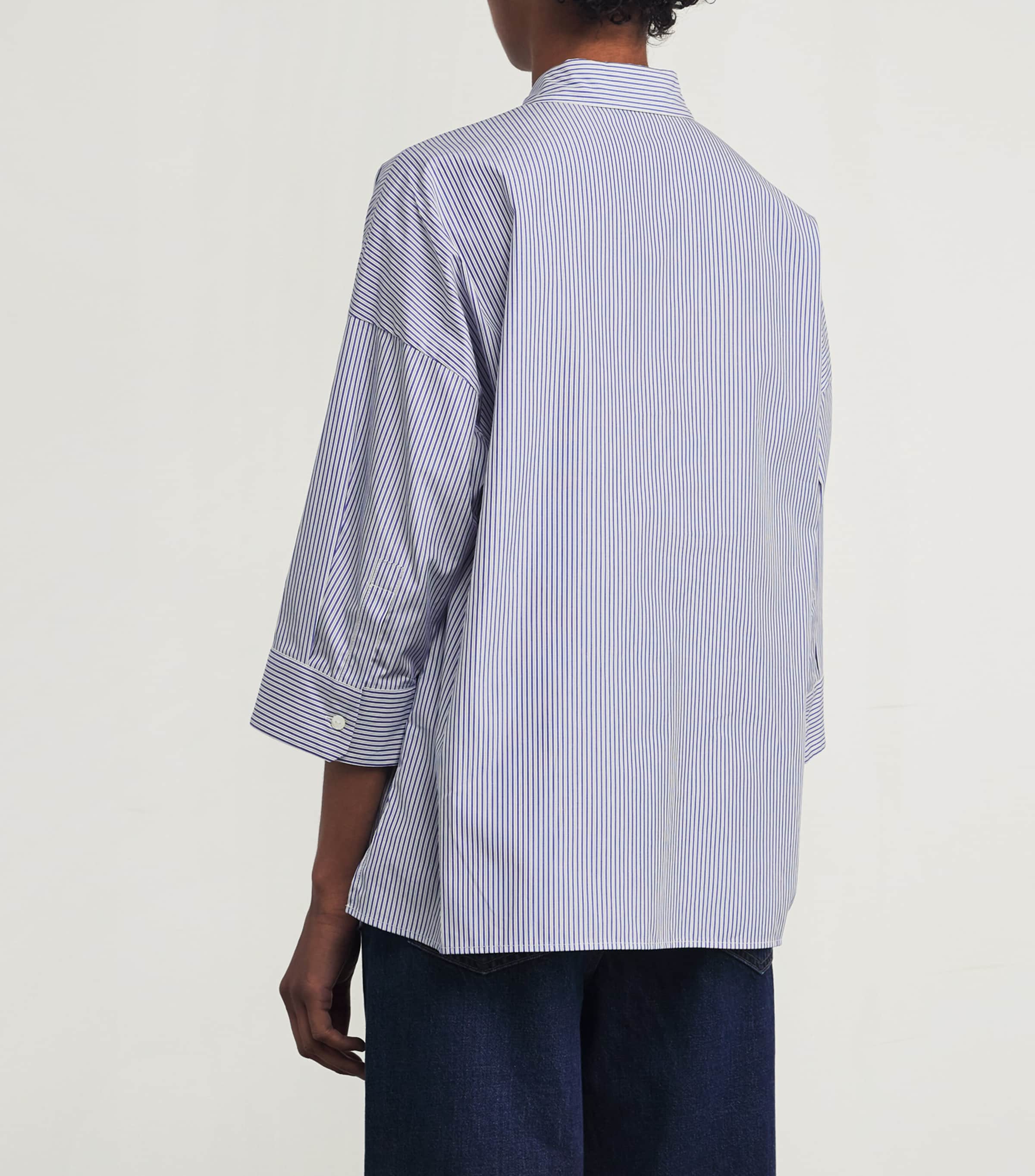 Cotton Stripe Shirt NAVY Image 4