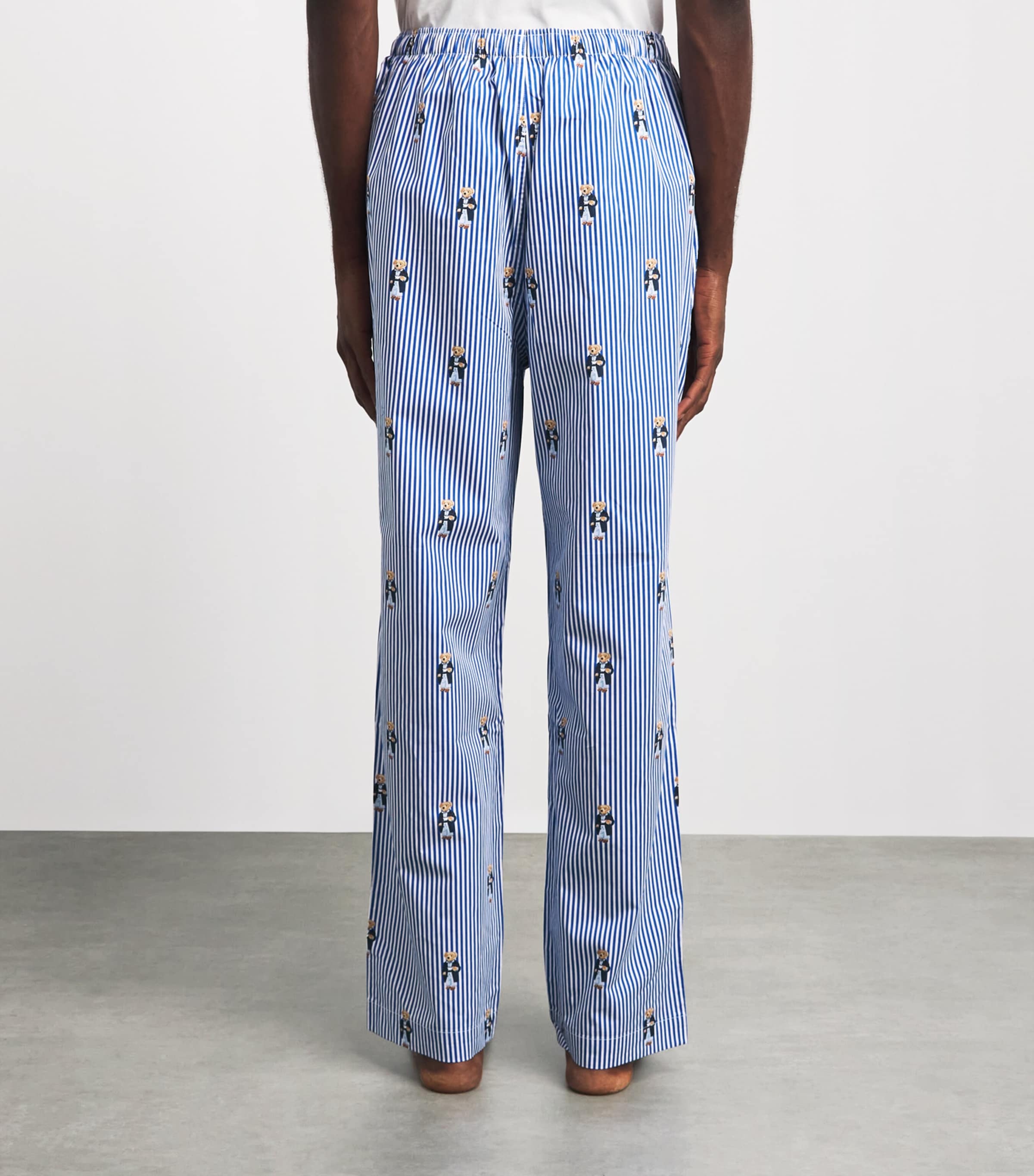 Polo Ralph Lauren Mens Cotton Polo Bear Stripe Pyjama Bottoms New Iris Blu/ppr Wht Image 5