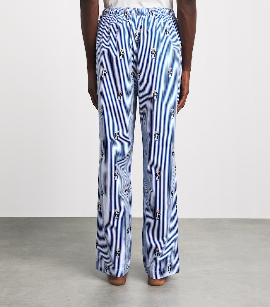 Polo Ralph Lauren Mens Cotton Polo Bear Stripe Pyjama Bottoms New Iris Blu/ppr Wht Image 5