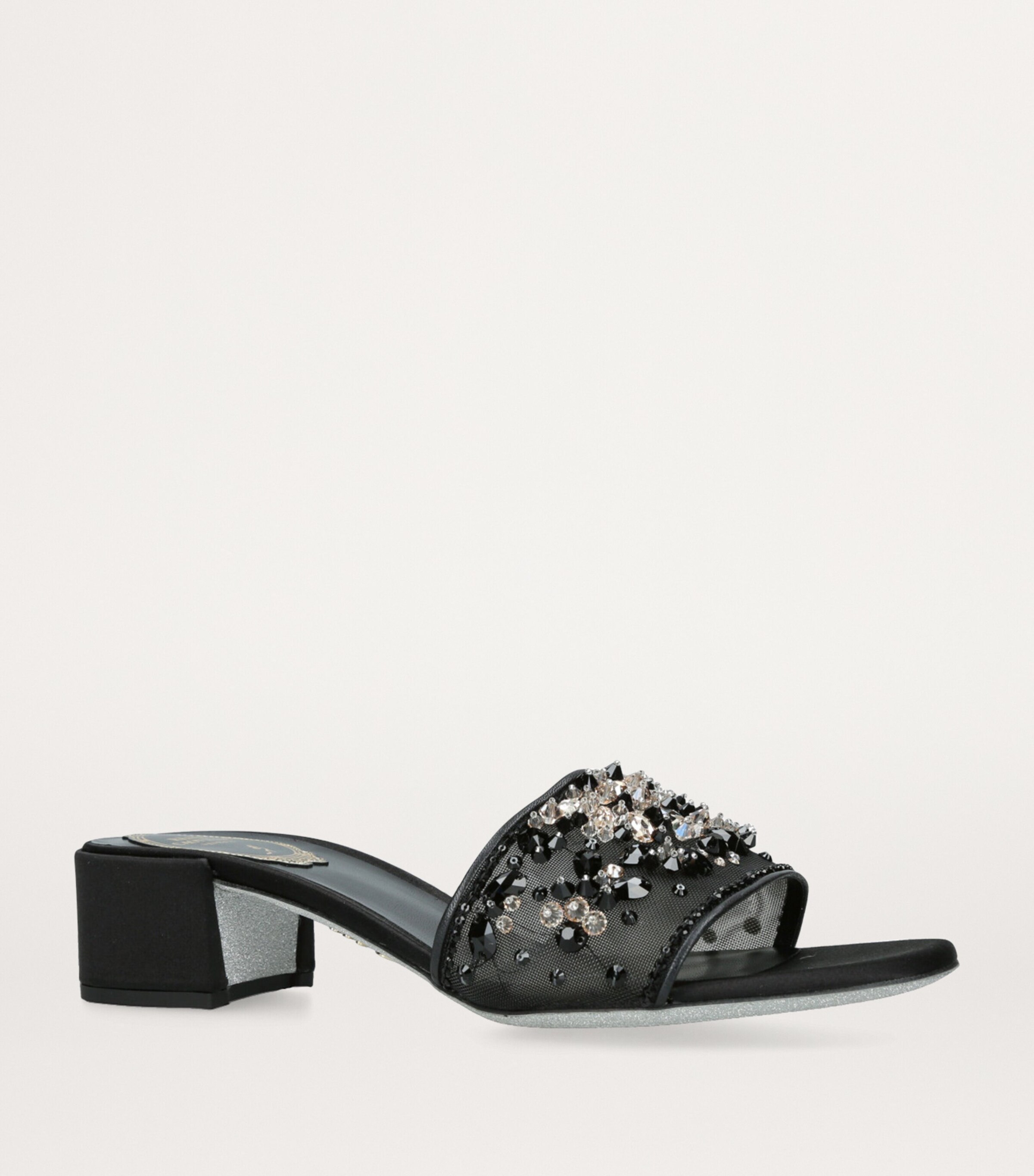 René Caovilla Embellished Cinderella Heeled Mules 40 Black/comb Image 3