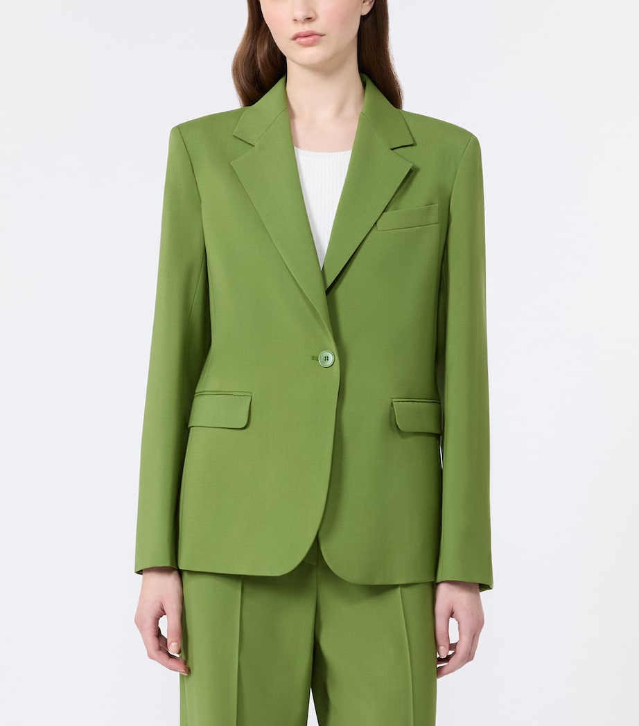 Weekend Max Mara Womens Virgin Wool Blazer Green Image 2