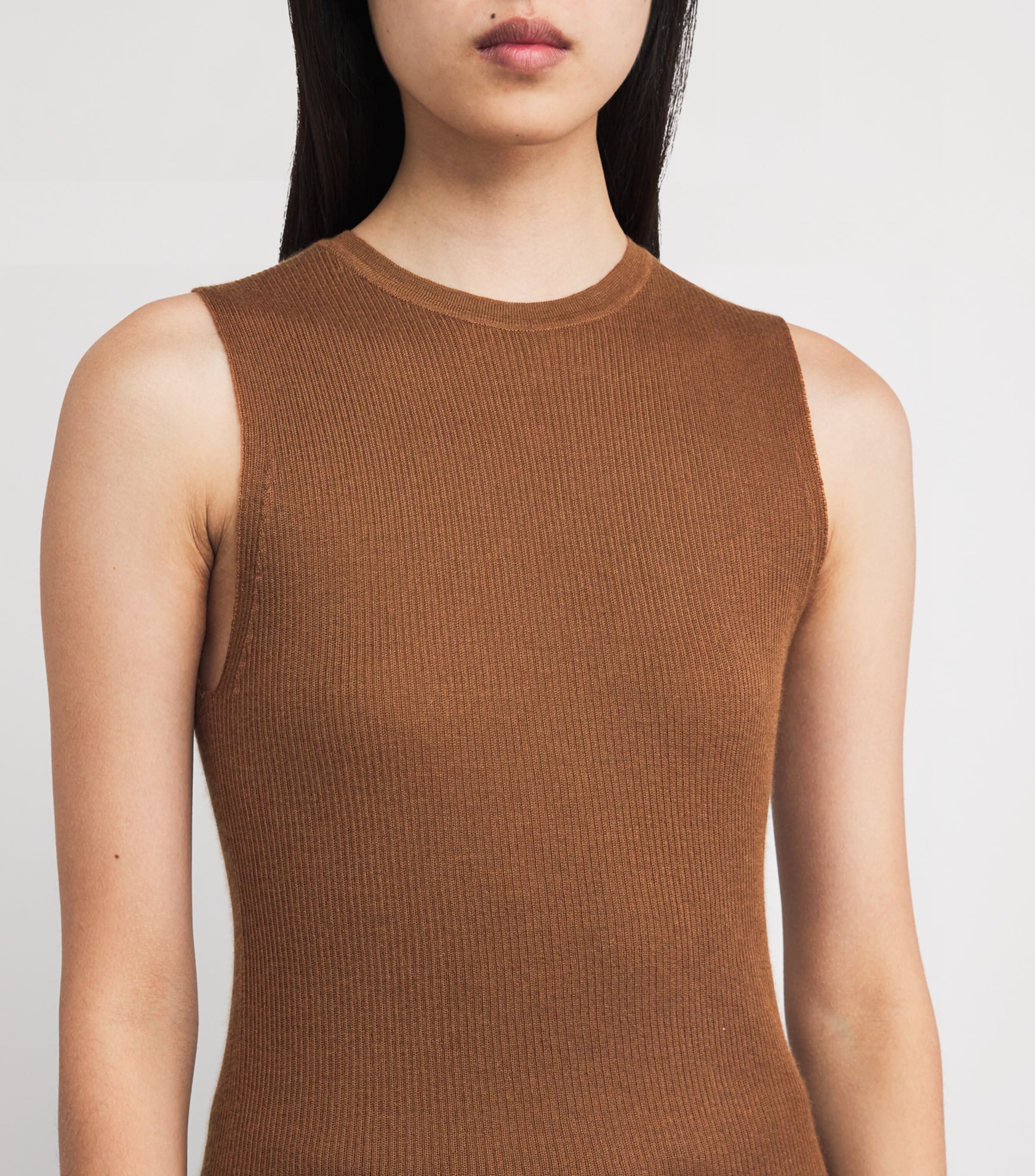 Superfine Cashmere Tank Top SB7300 DARK CAMEL Image 6