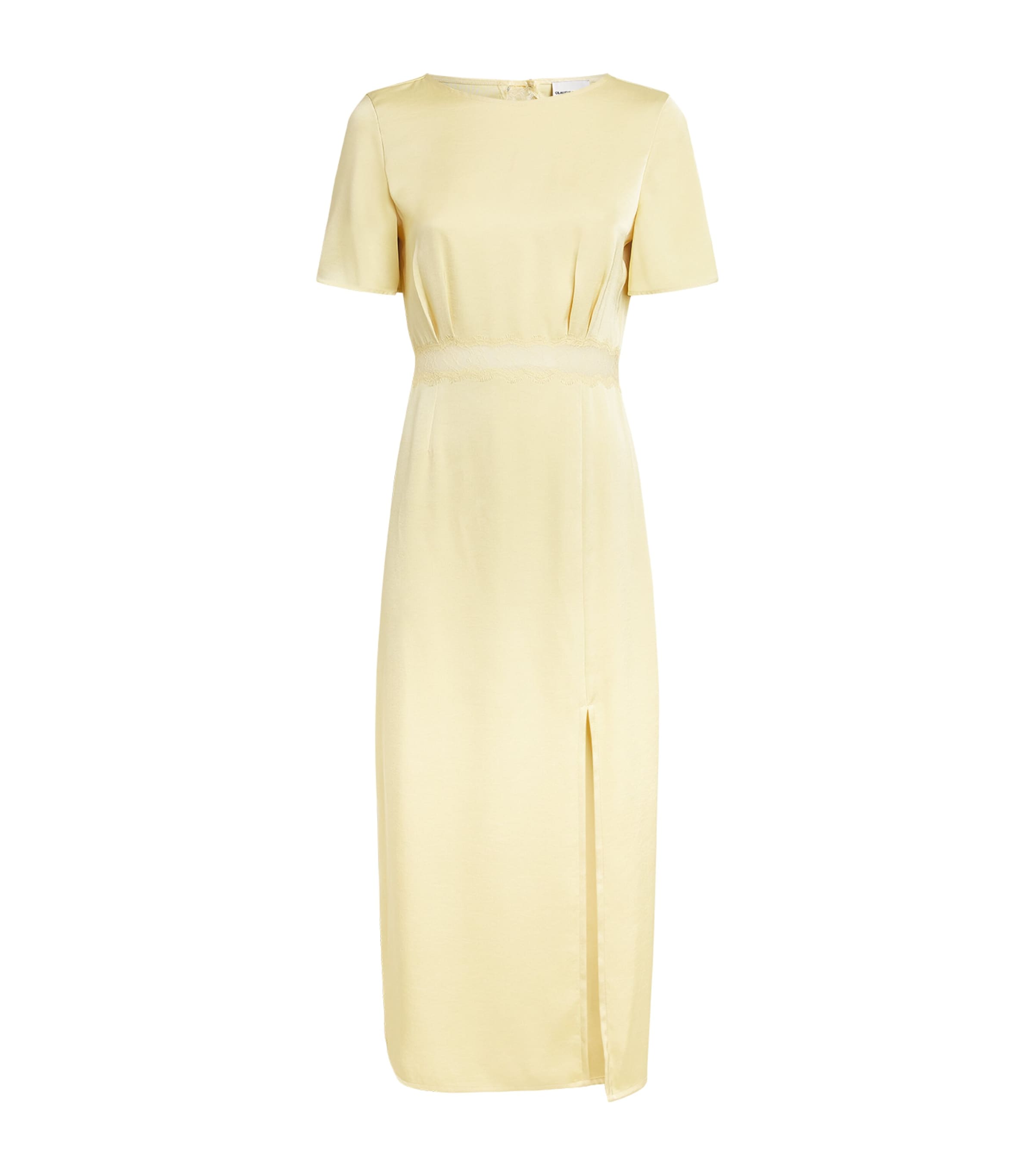 Claudie Pierlot Womens Satin Lace-Waist Midi Dress Baby Yellow Image 1