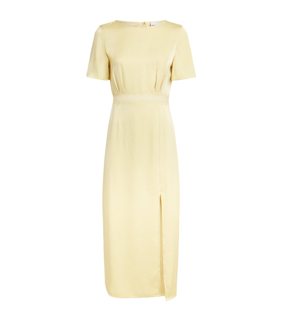 Claudie Pierlot Womens Satin Lace-Waist Midi Dress Baby Yellow Image 1