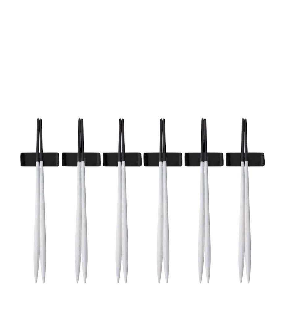 Set of 6 Stainless Steel Ares Chopsticks WHITE Image 1