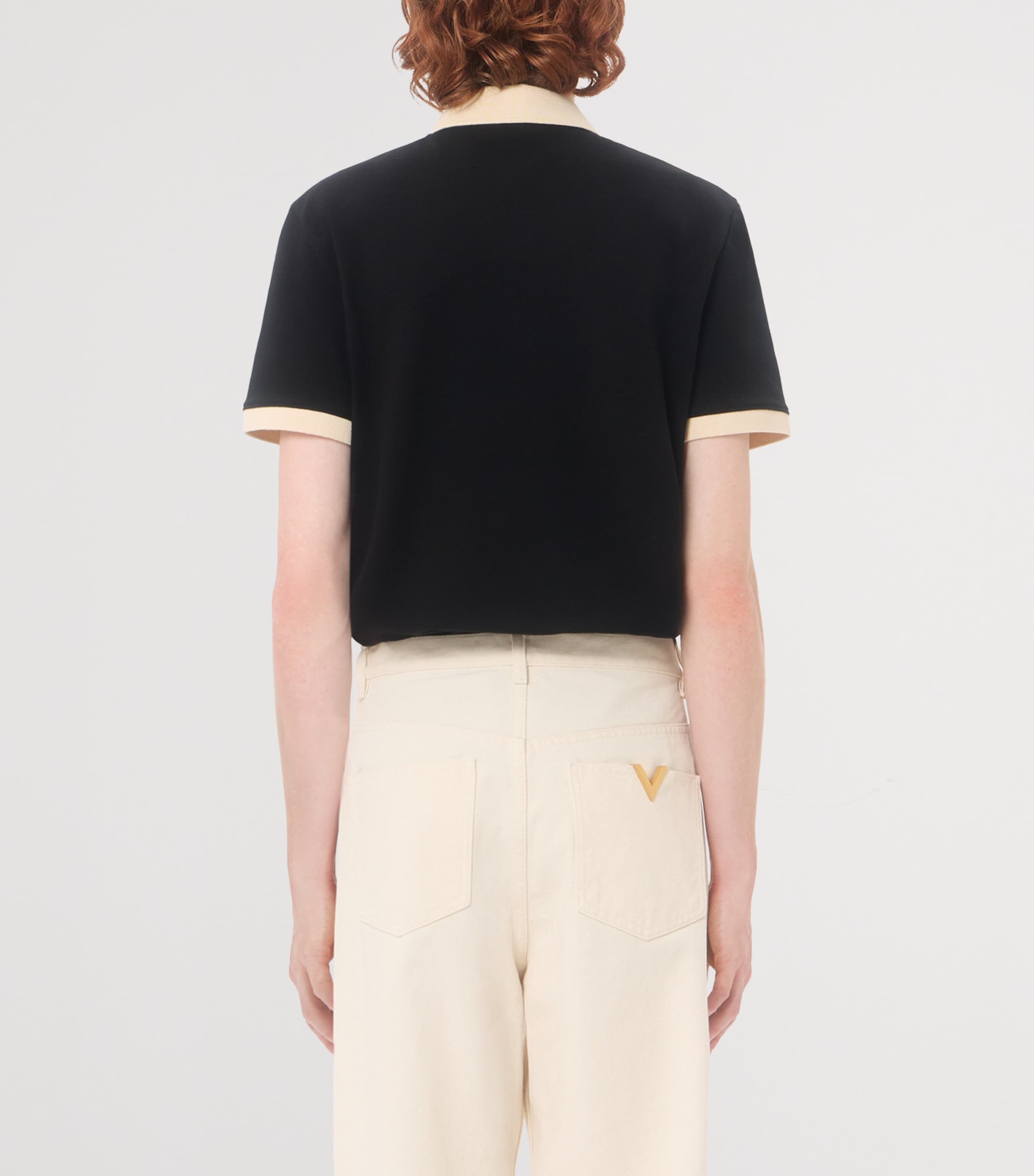 Valentino Garavani Mens Cotton Jersey VGold Polo Shirt Image 4
