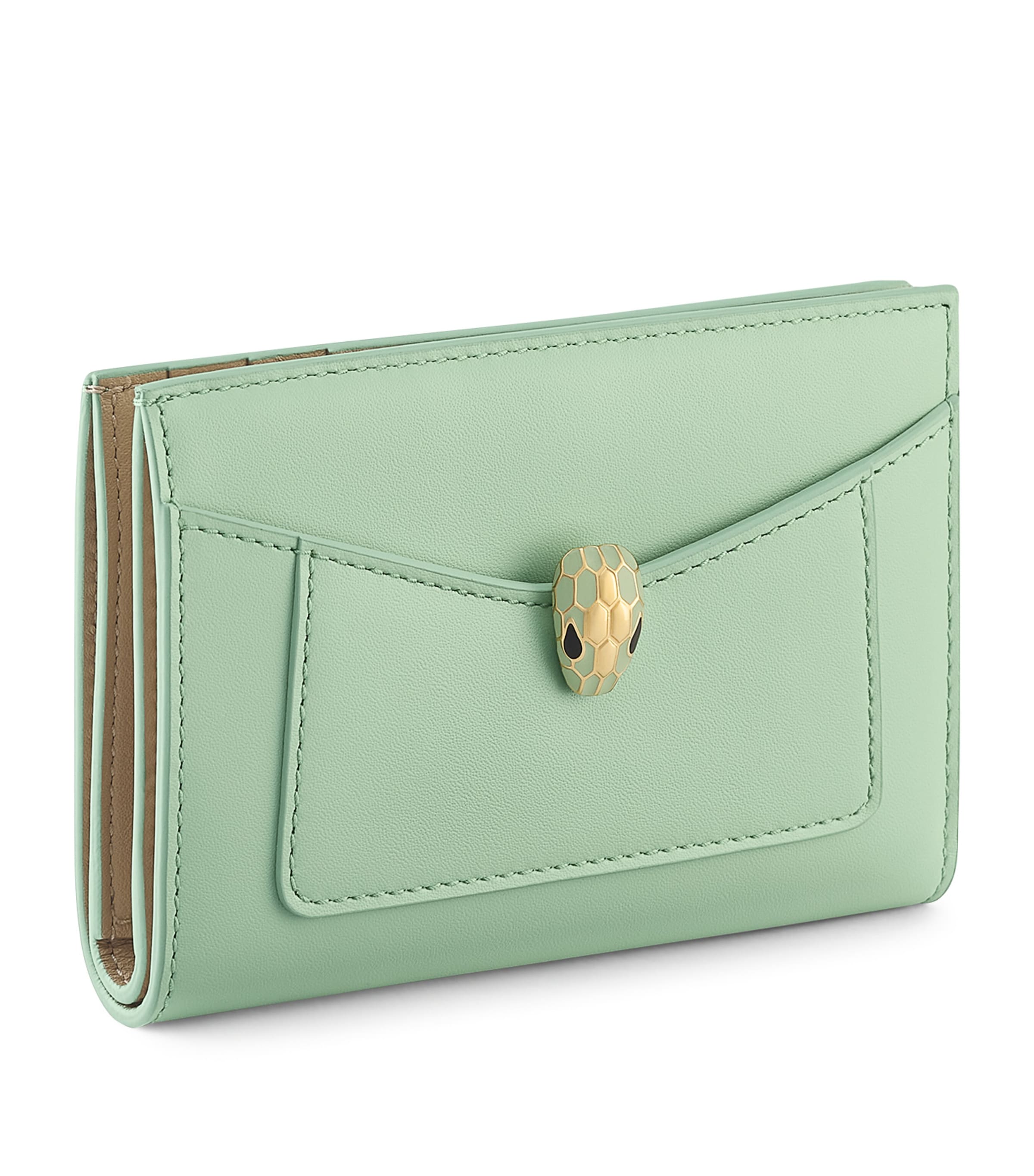 Bvlgari Calfskin Serpenti Forever Folded Card Holder Green Medium Image 1
