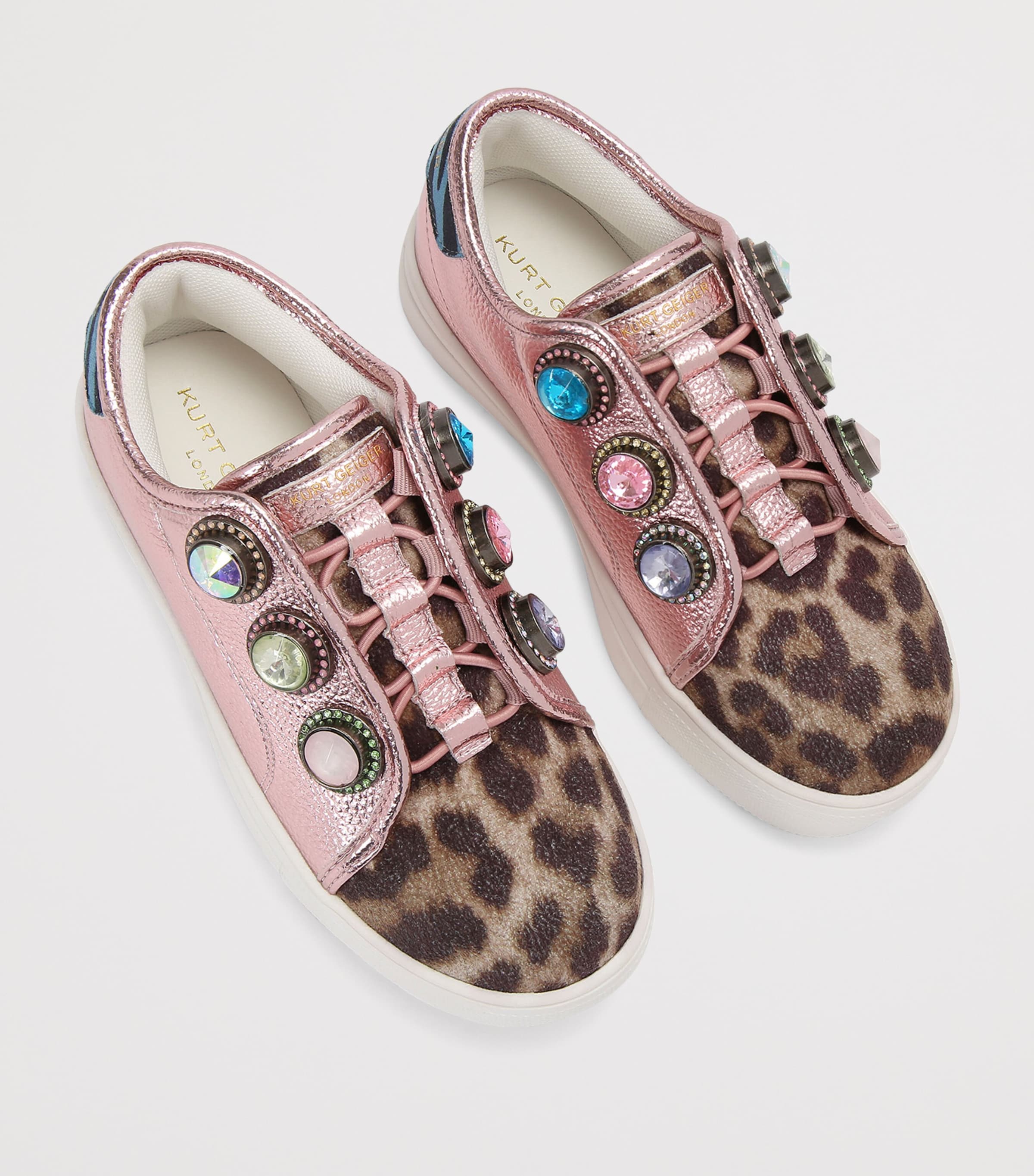 Kurt Geiger London Leather Mini Laney Octavia Sneakers Pink Comb Image 4