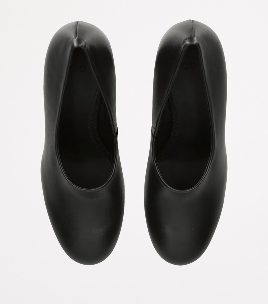 Leather Round-Toe Pumps 85 BLACK Image 4