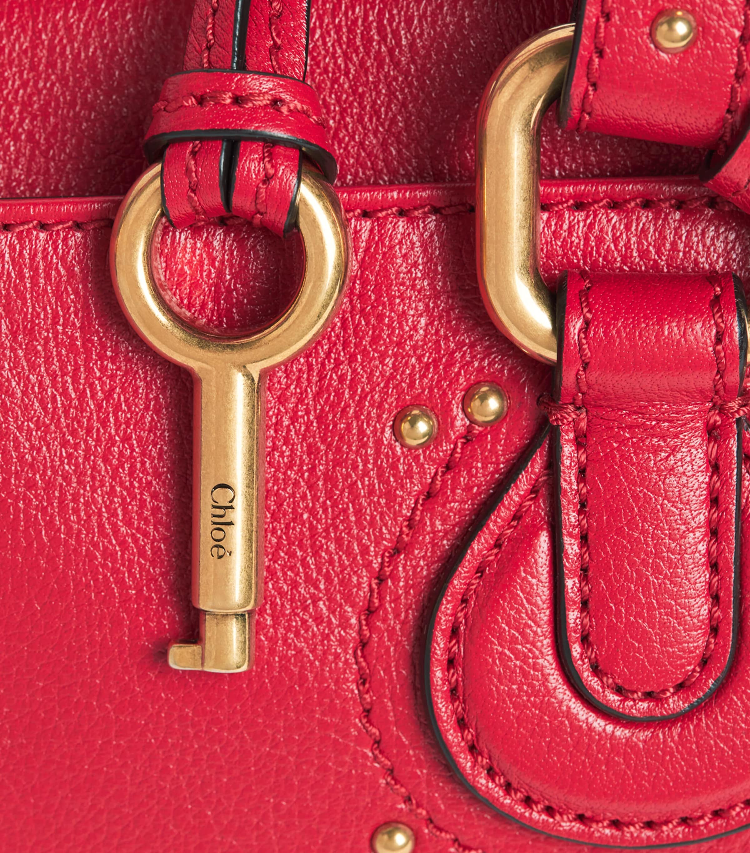 Chloé Small Leather Paddington Top-Handle Bag Tulip Red Image 4