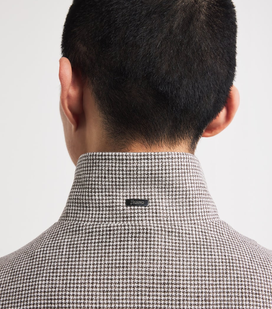 Linen-Blend Houndstooth Bomber Jacket MUD 8600 Image 3