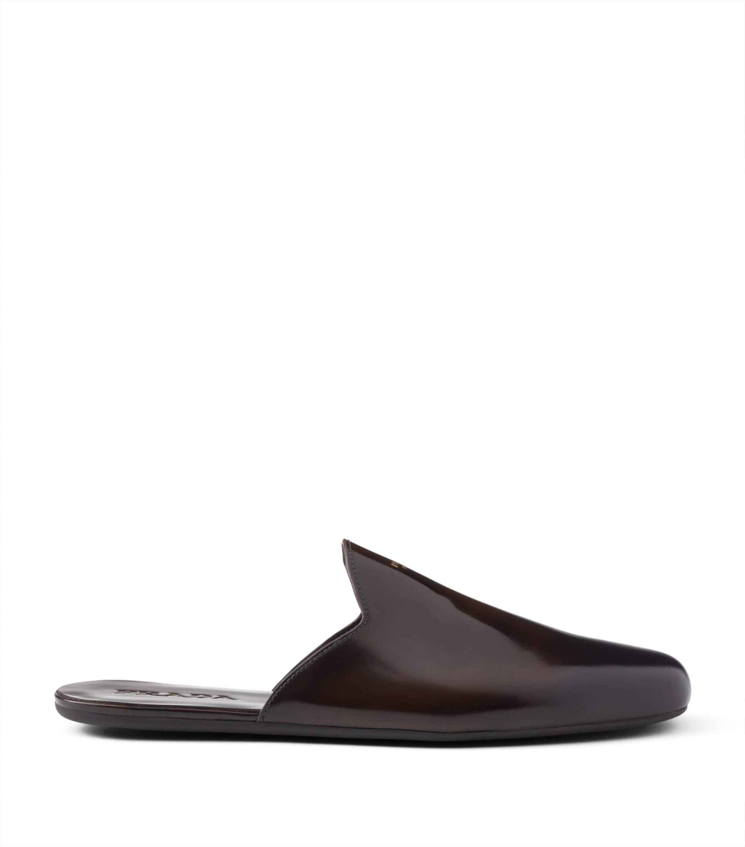 Prada Brown Brushed Leather Mules | Harrods UK
