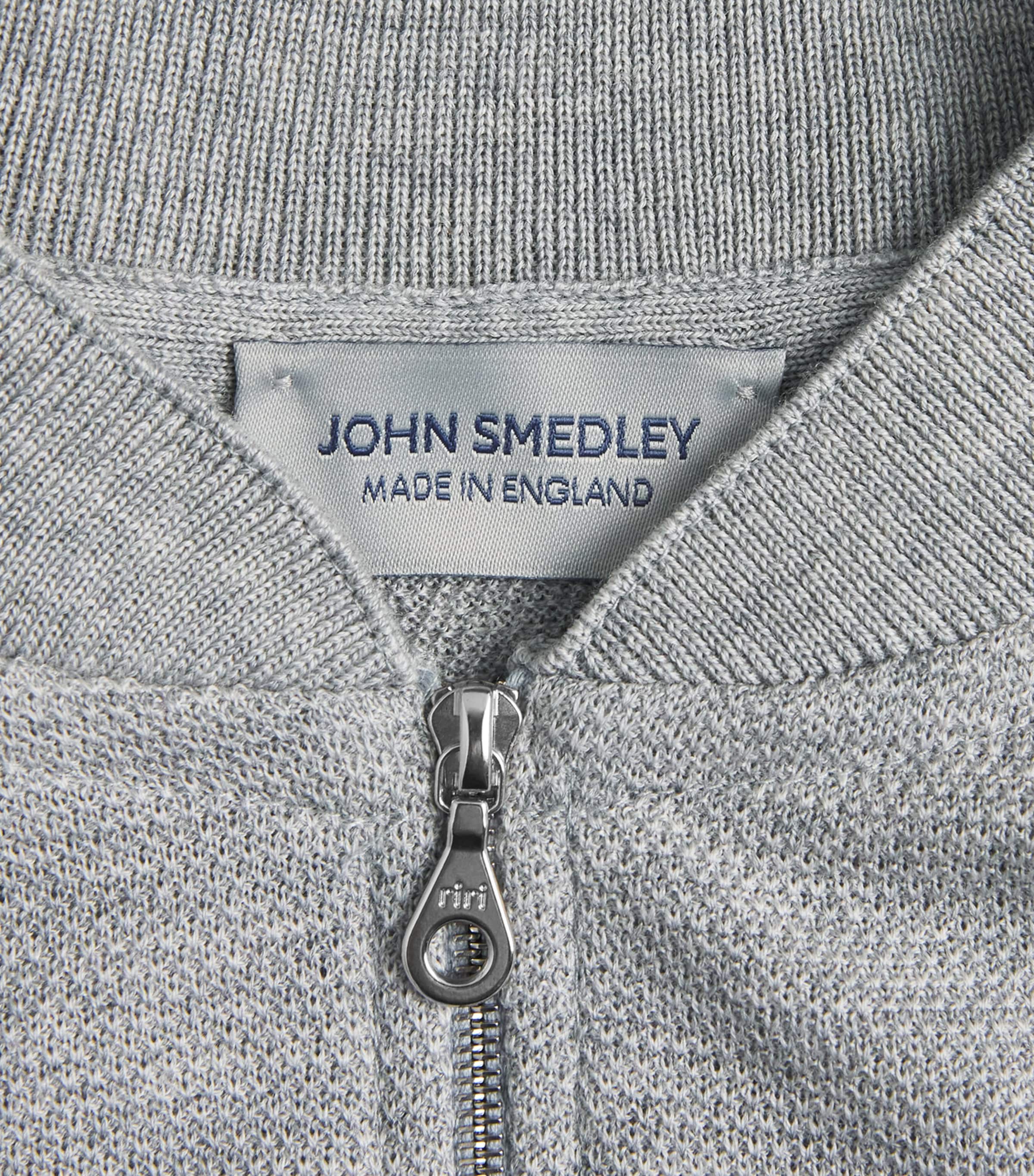 John Smedley Mens Merino Wool Textured Cardigan Nimbus Image 6