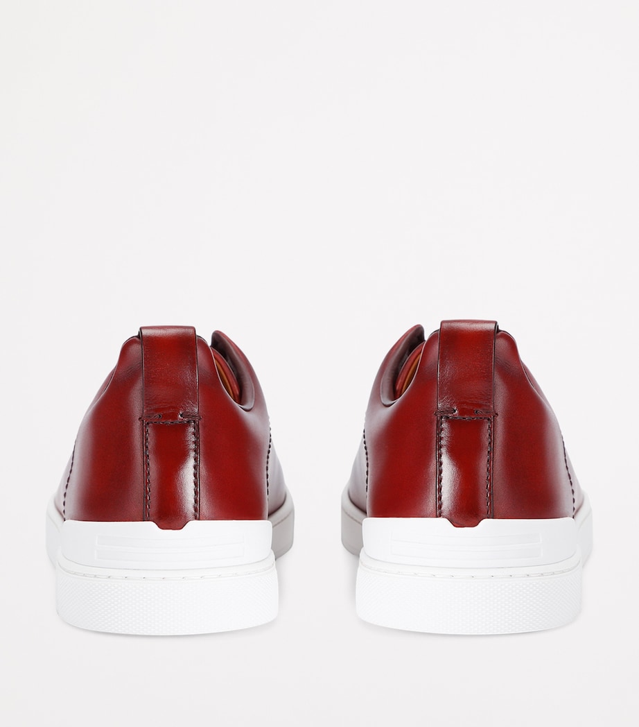 Leather Triple Stitch Sneakers WINE Image 2
