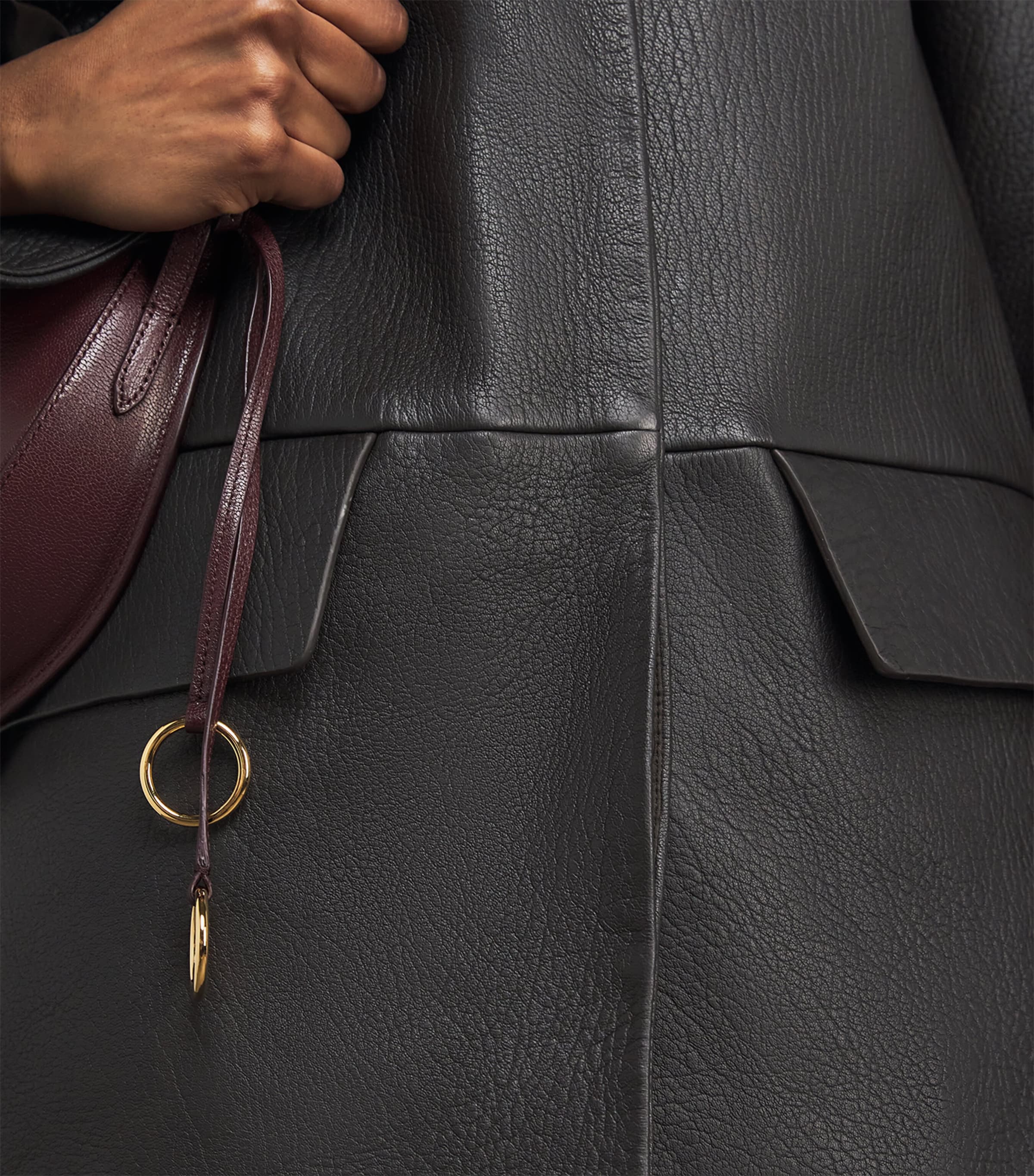 Grained Leather Barbs Jacket COCOA Image 6