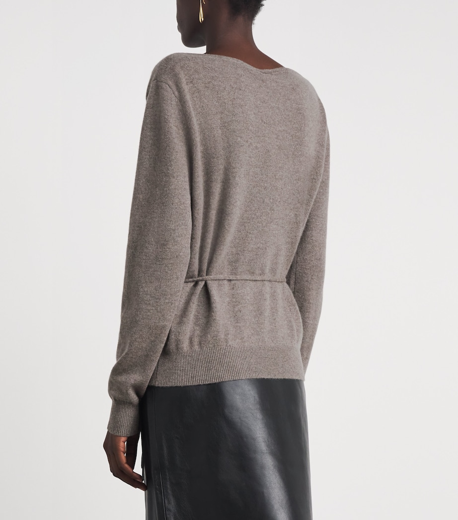 St. Agni Womens Cashmere Belted Asymmetrical Cardigan Vapor Image 5