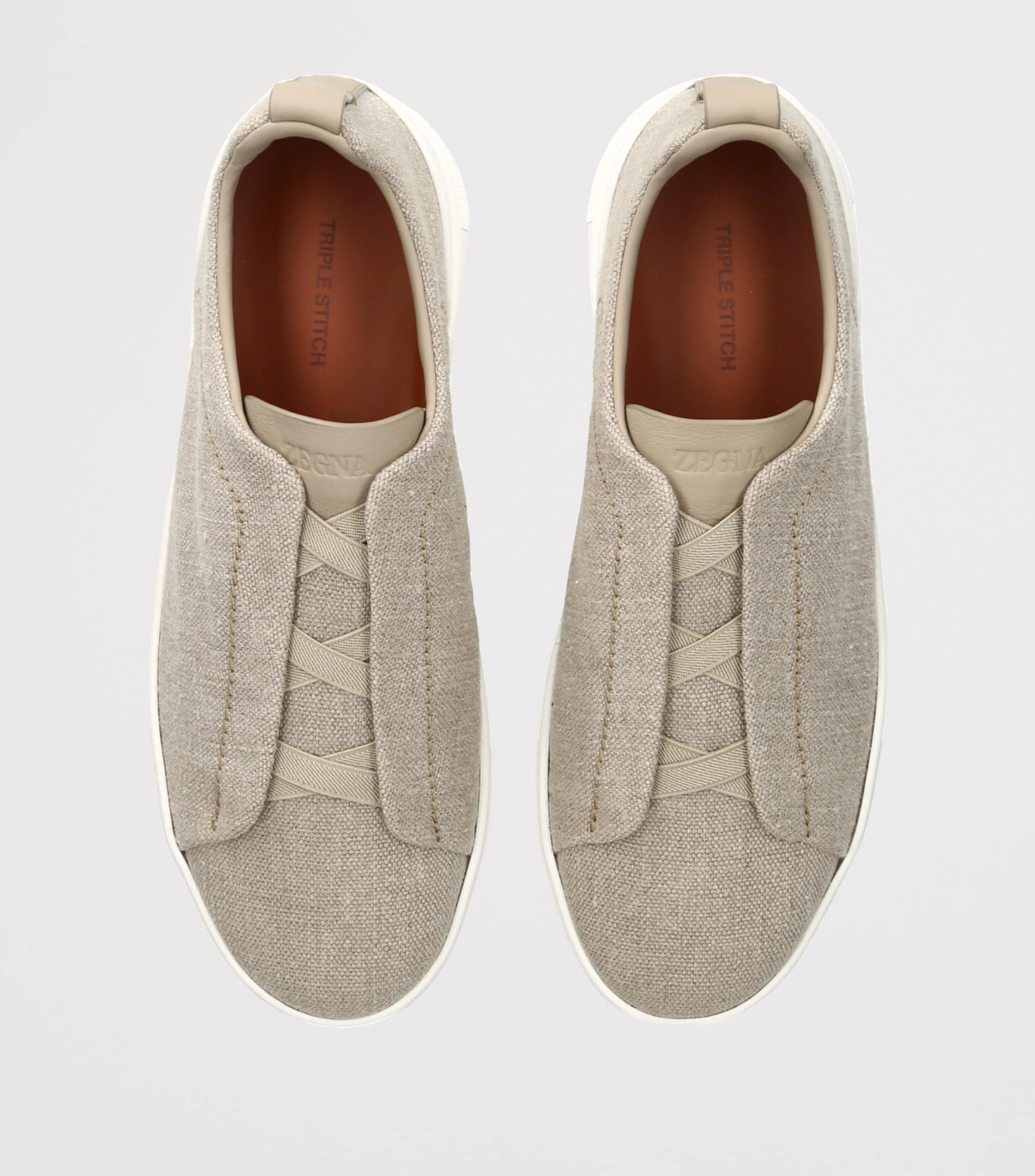 Zegna Cotton-Linen Triple Stitch Sneakers Grey/light Image 4