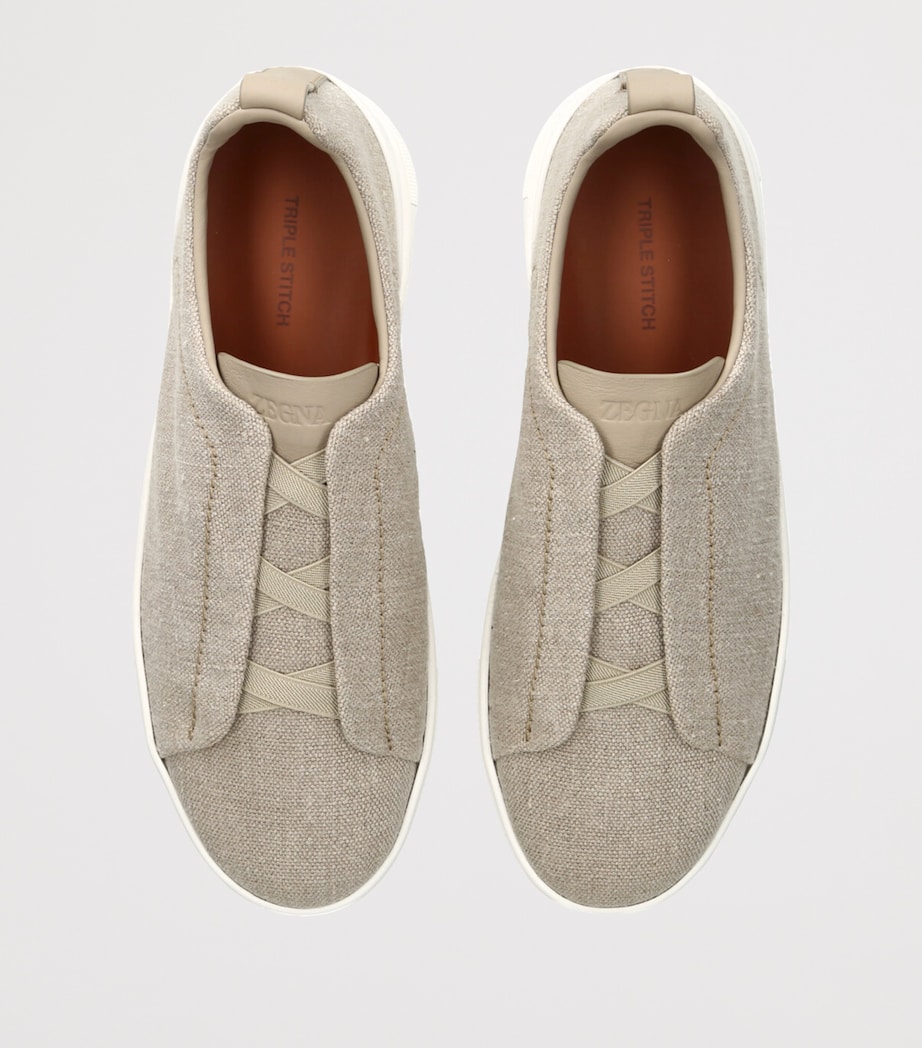 Cotton-Linen Triple Stitch Sneakers GREY/LIGHT Image 4