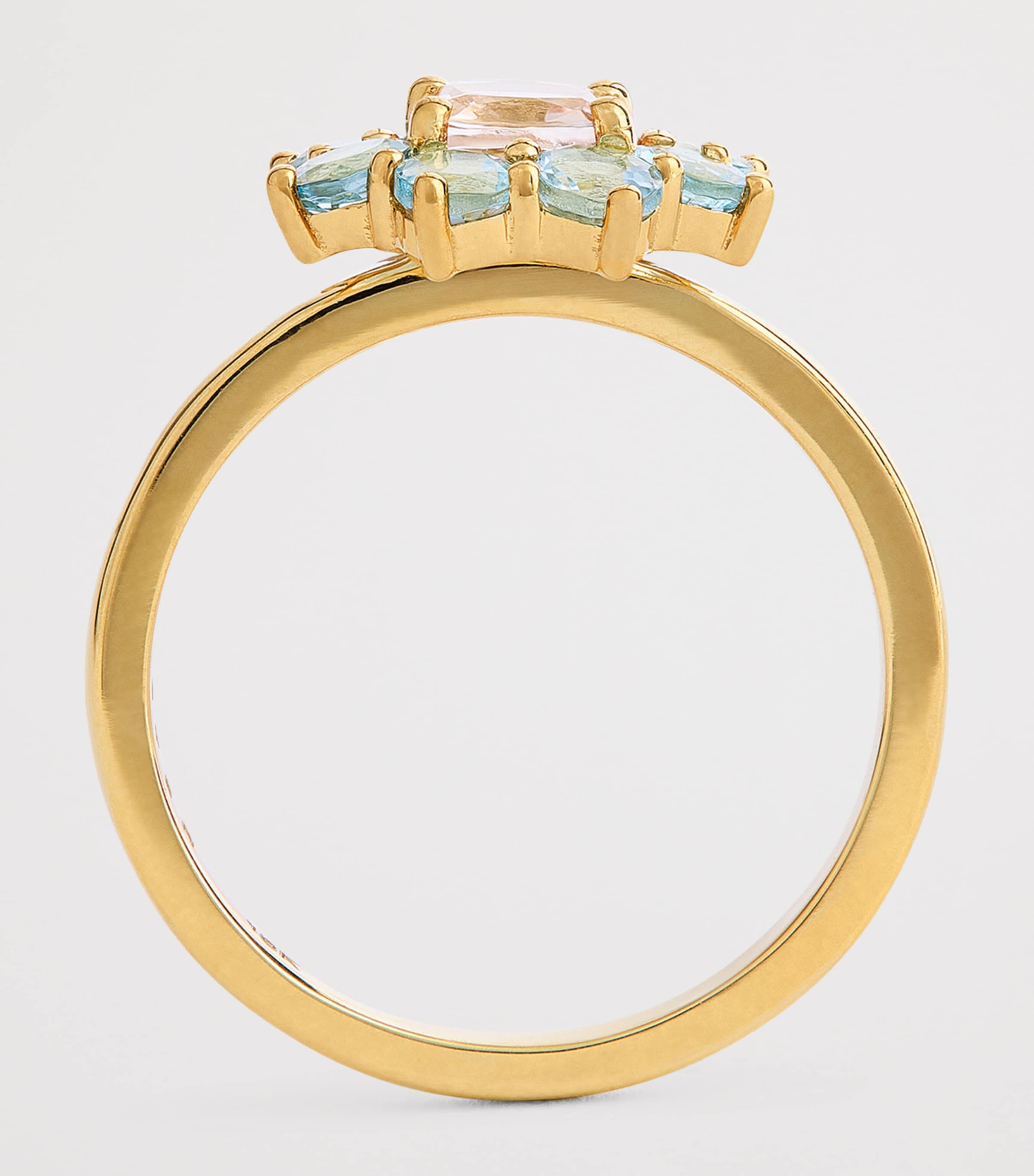 Yellow Gold and Aquamarine Flower Ring YELLOW GOLD Image 3