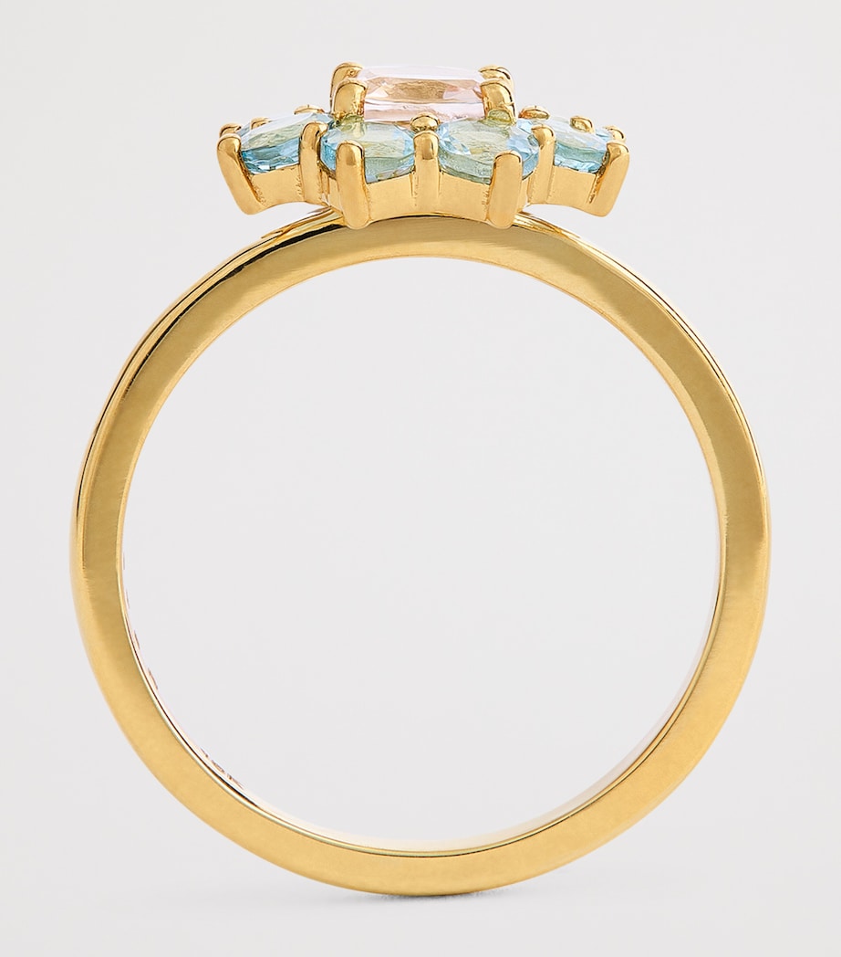Yellow Gold and Aquamarine Flower Ring YELLOW GOLD Image 3