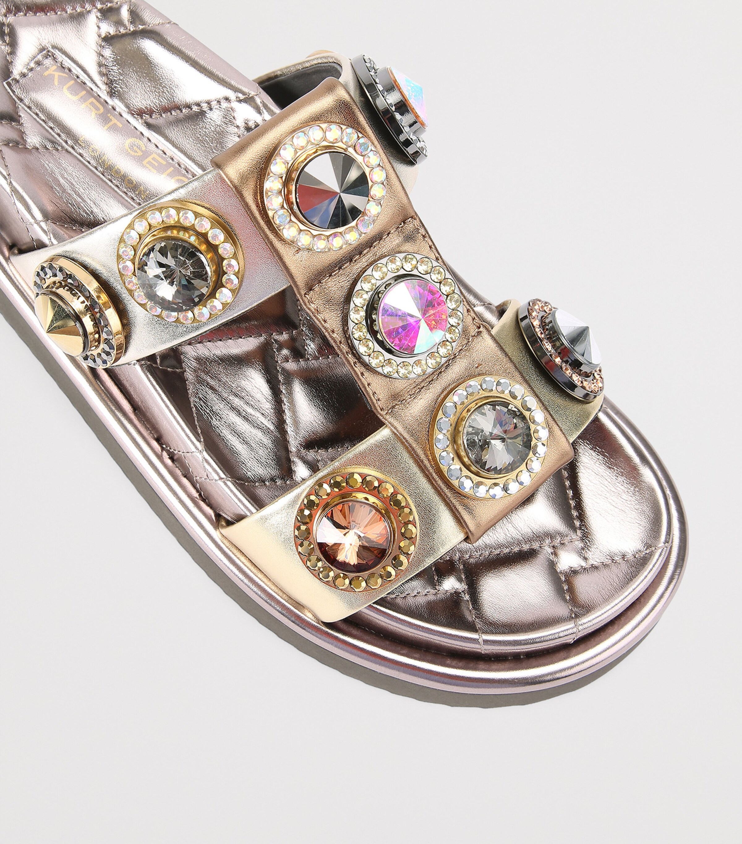 Kurt Geiger London Leather Orson Crystal Sandals Gold Comb Image 3