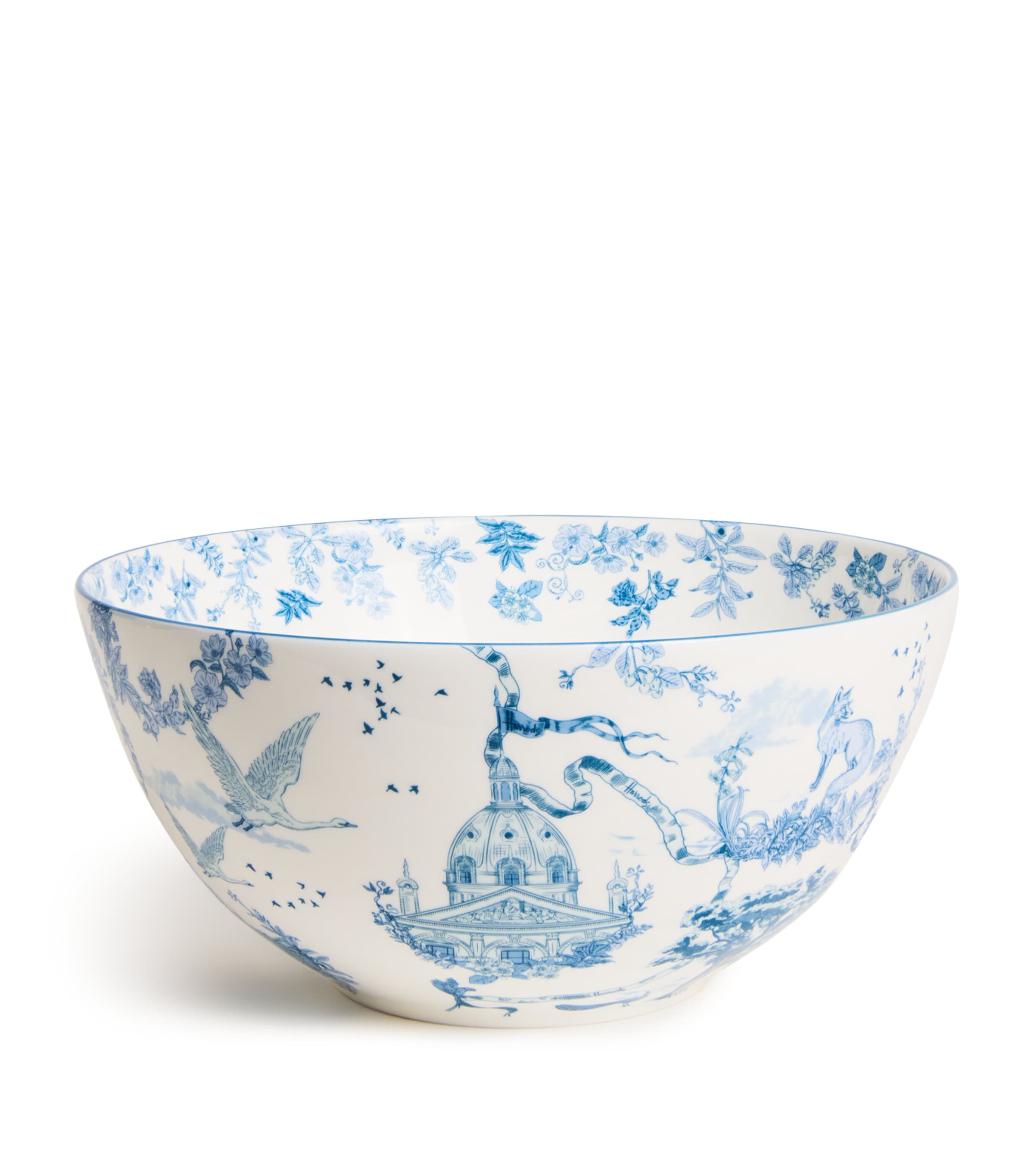 Harrods Fine Bone China Toile Bowl (22.5cm) Blue Image 1