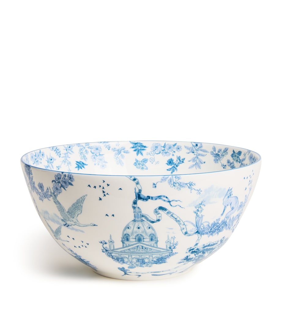 Harrods Fine Bone China Toile Bowl (22.5cm) Blue Image 1