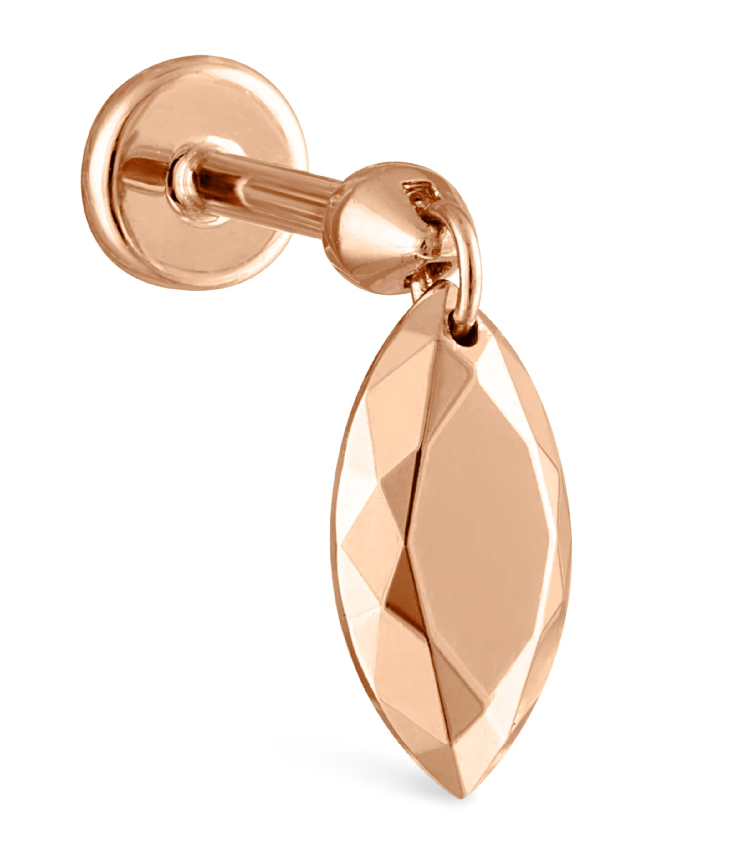 Shop Maria Tash Faceted Marquise Threaded Charm Single Earring In Rose Gold