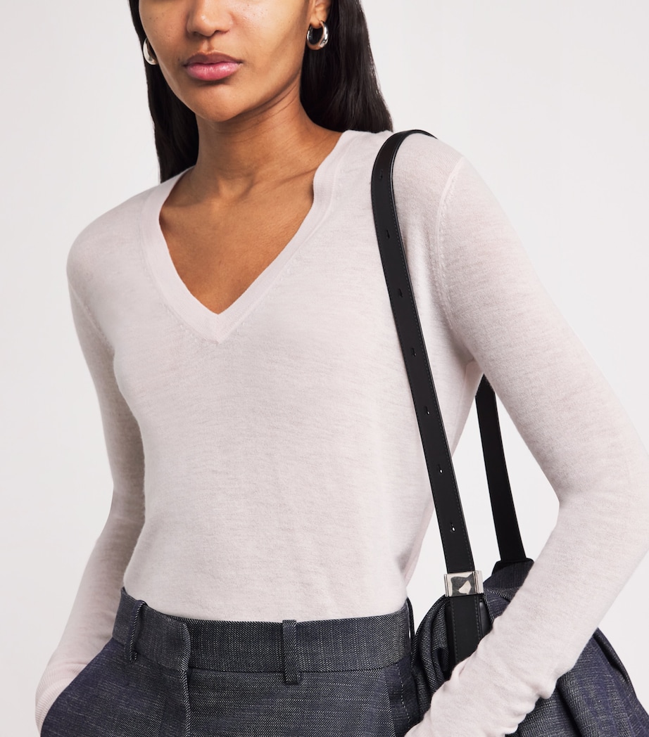 Cashmere Cashair V-Neck Sweater ROSE Image 6