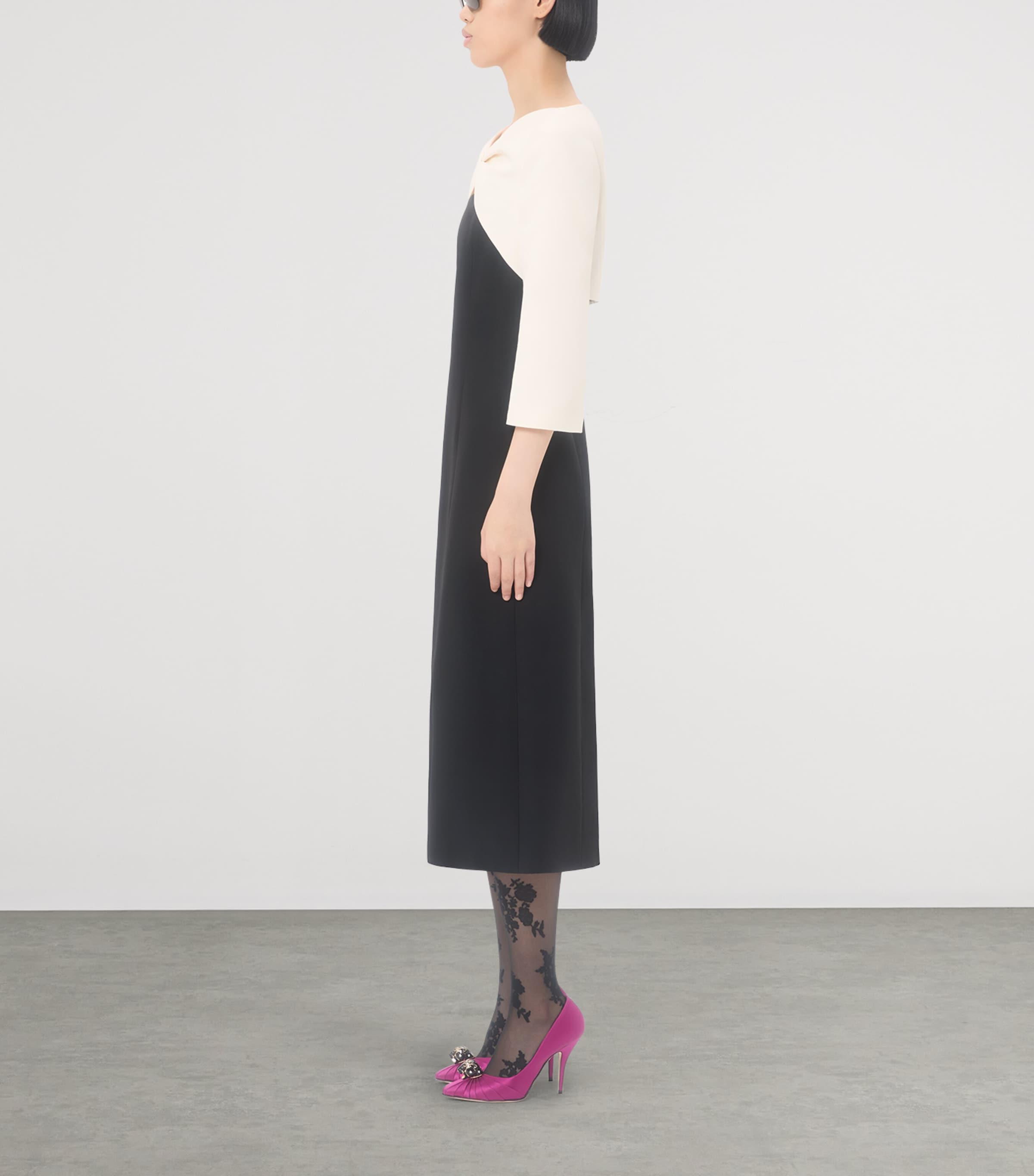 Wool-Silk Crepe Midi Dress 0NA Image 3