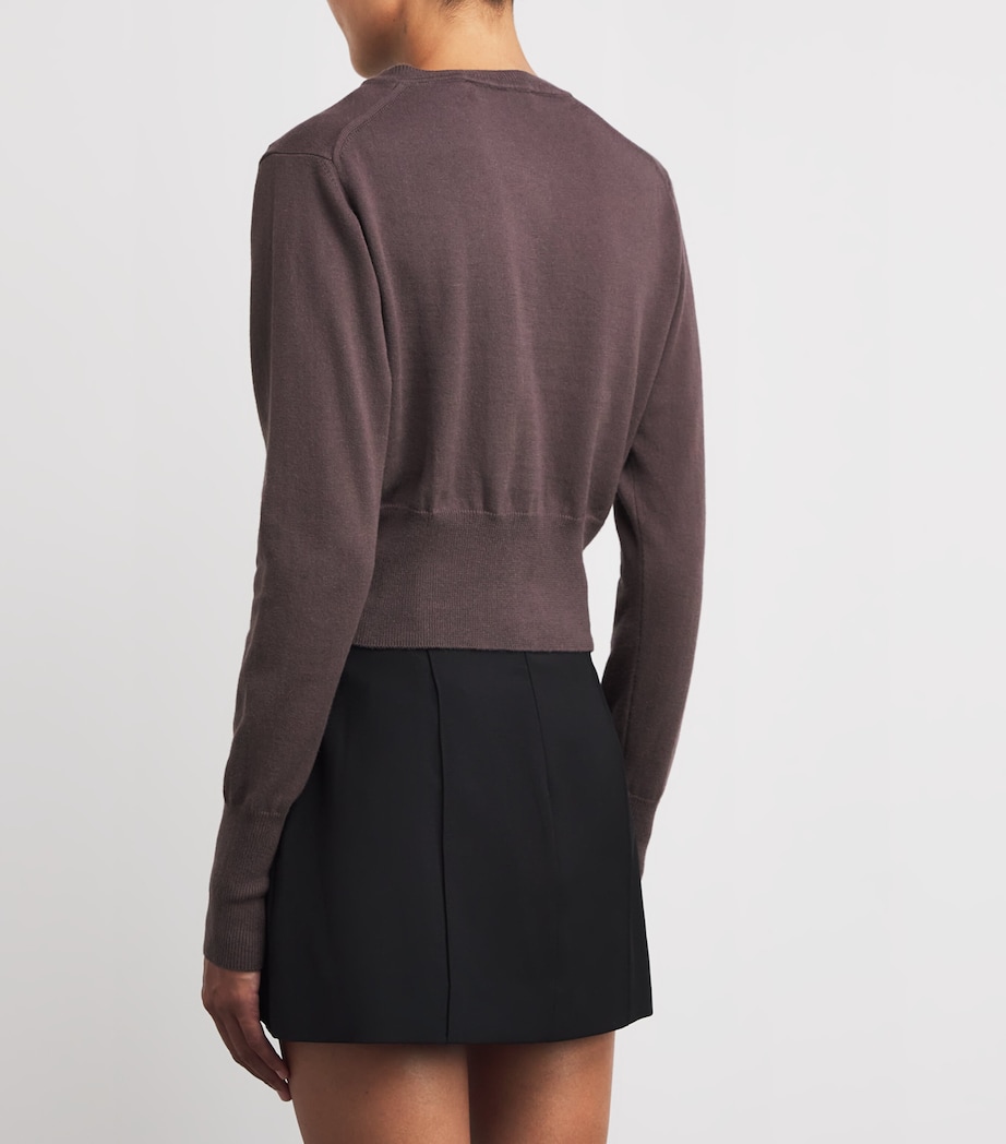 Cotton-Cashmere Bea Cropped Cardigan D408 TRUFFLE Image 4