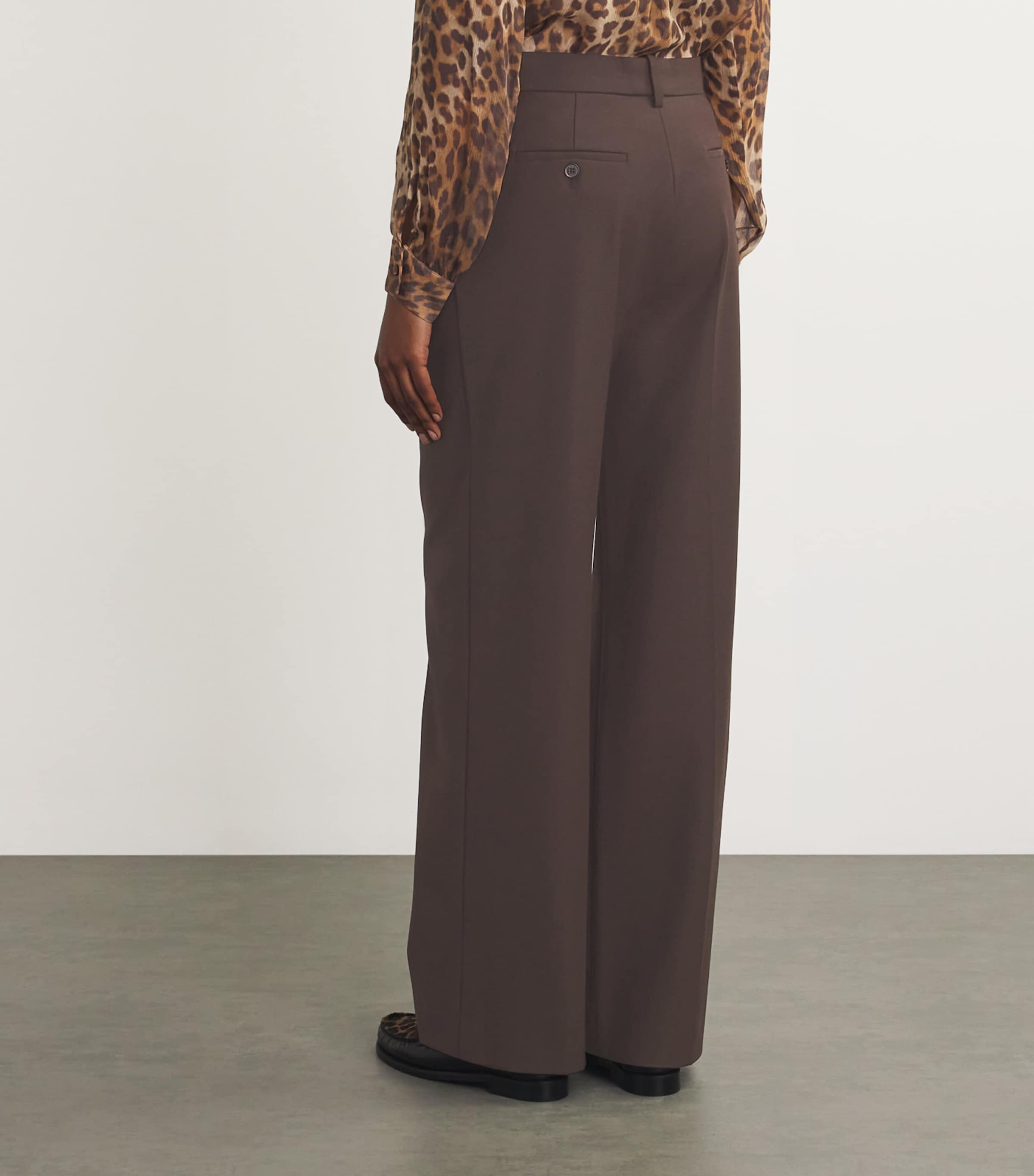 Wide-Leg Tailored Trousers BROWN Image 4