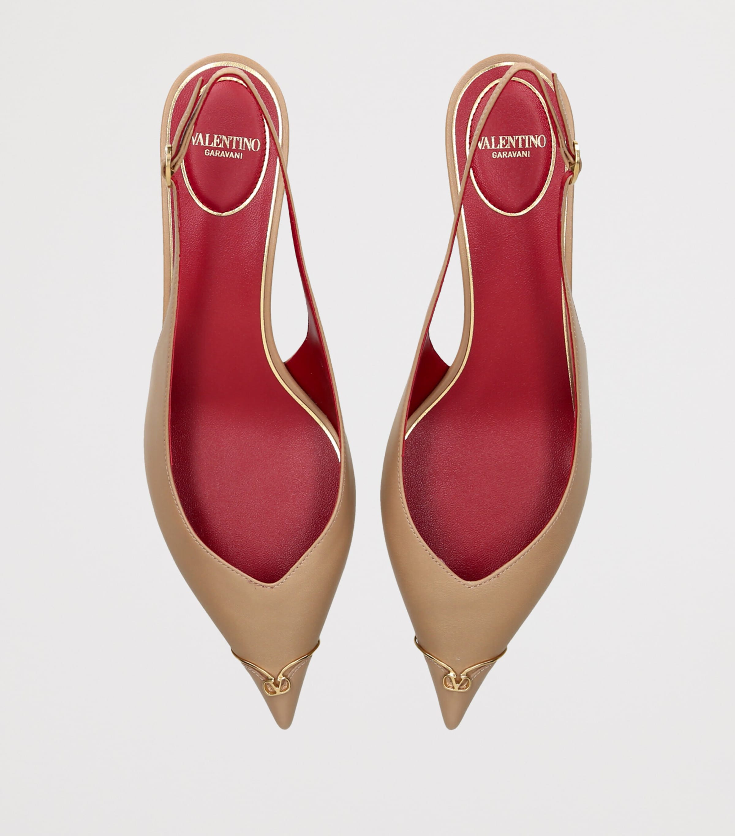 Valentino Garavani Leather Heartip Slingback Heels 35 Camel Image 4