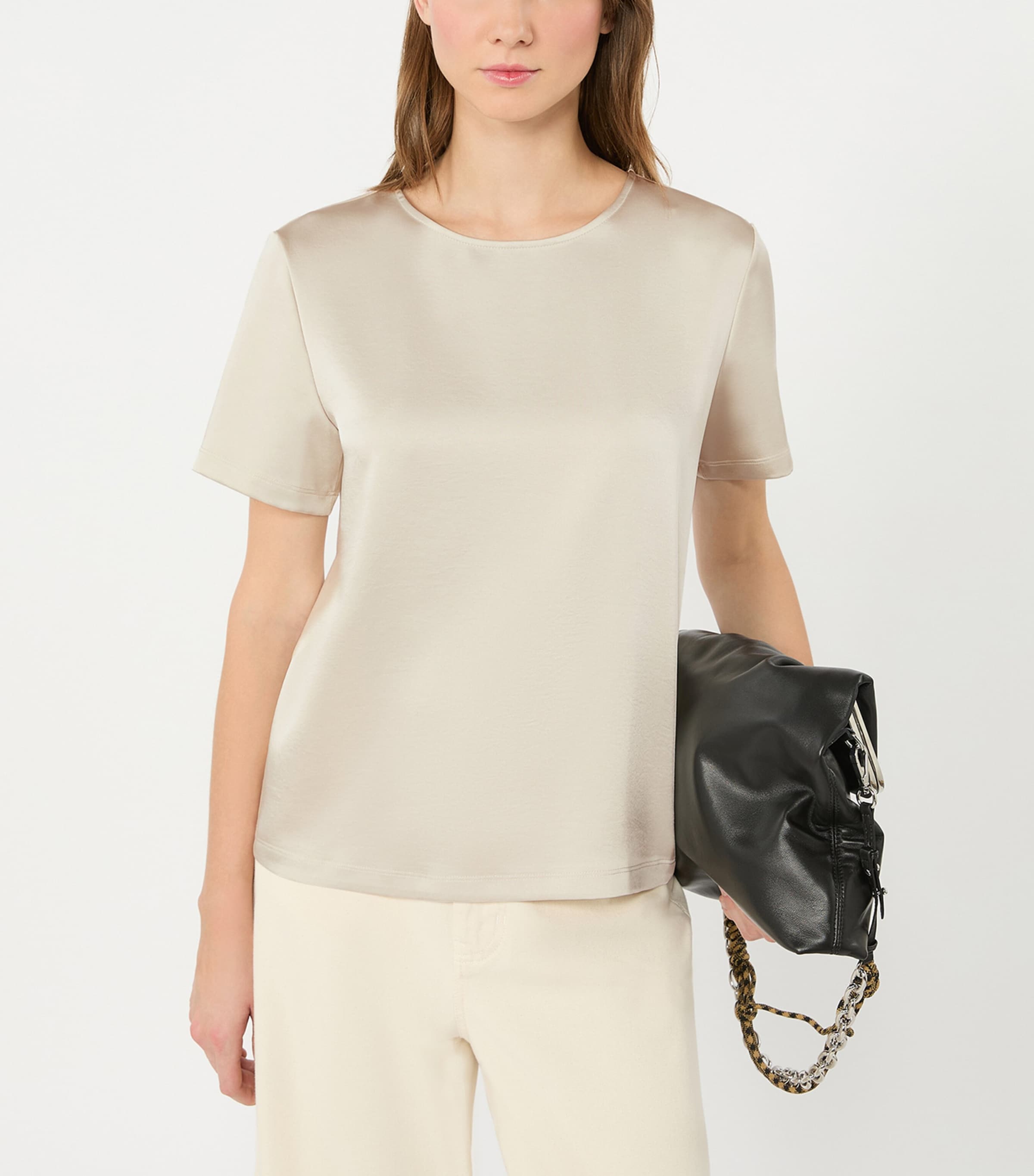 Weekend Max Mara Womens Satin Short-Sleeve Blouse Ivory Image 4
