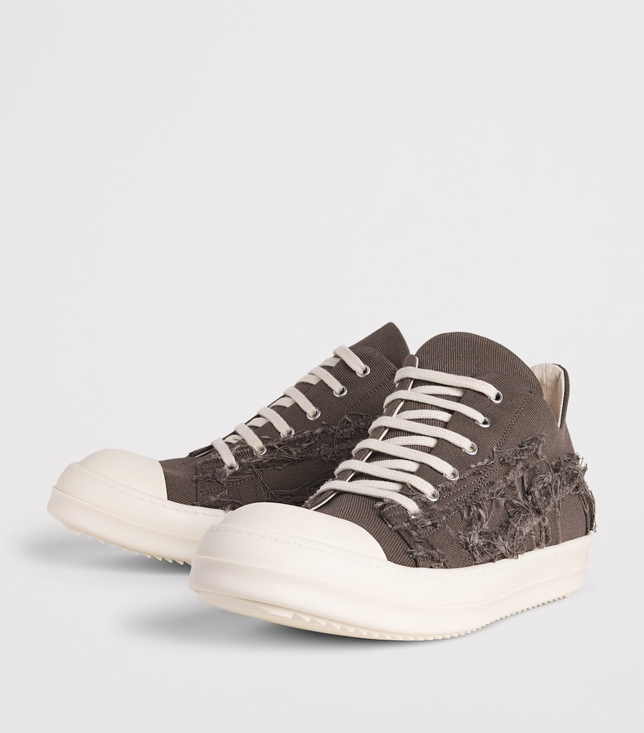 Rick Owens Denim Slashed Low-Top Sneakers Dust/milk/milk Image 3