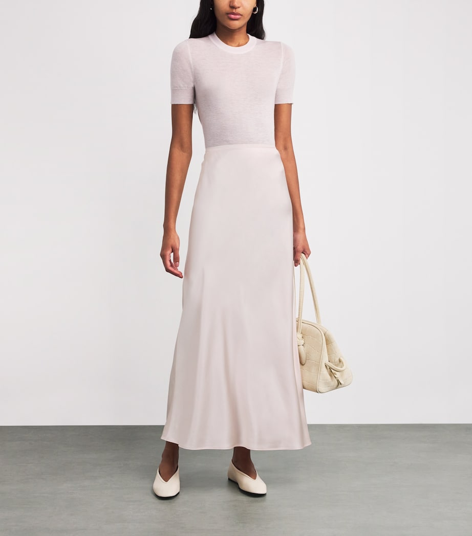 Silk Satin Isaak Maxi Skirt ROSE Image 2