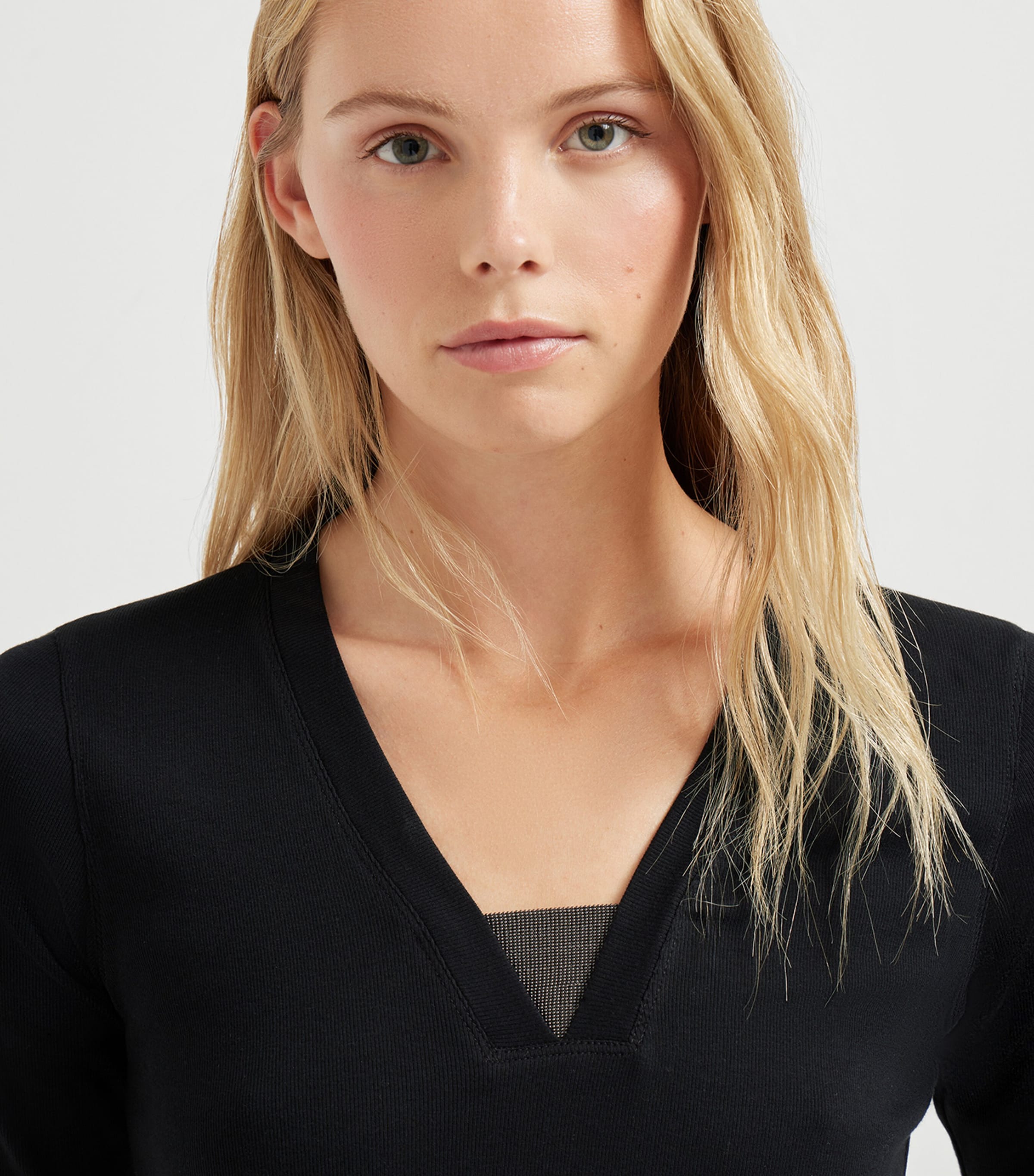 Stretch-Cotton Monili-Detail T-Shirt C101 Image 6