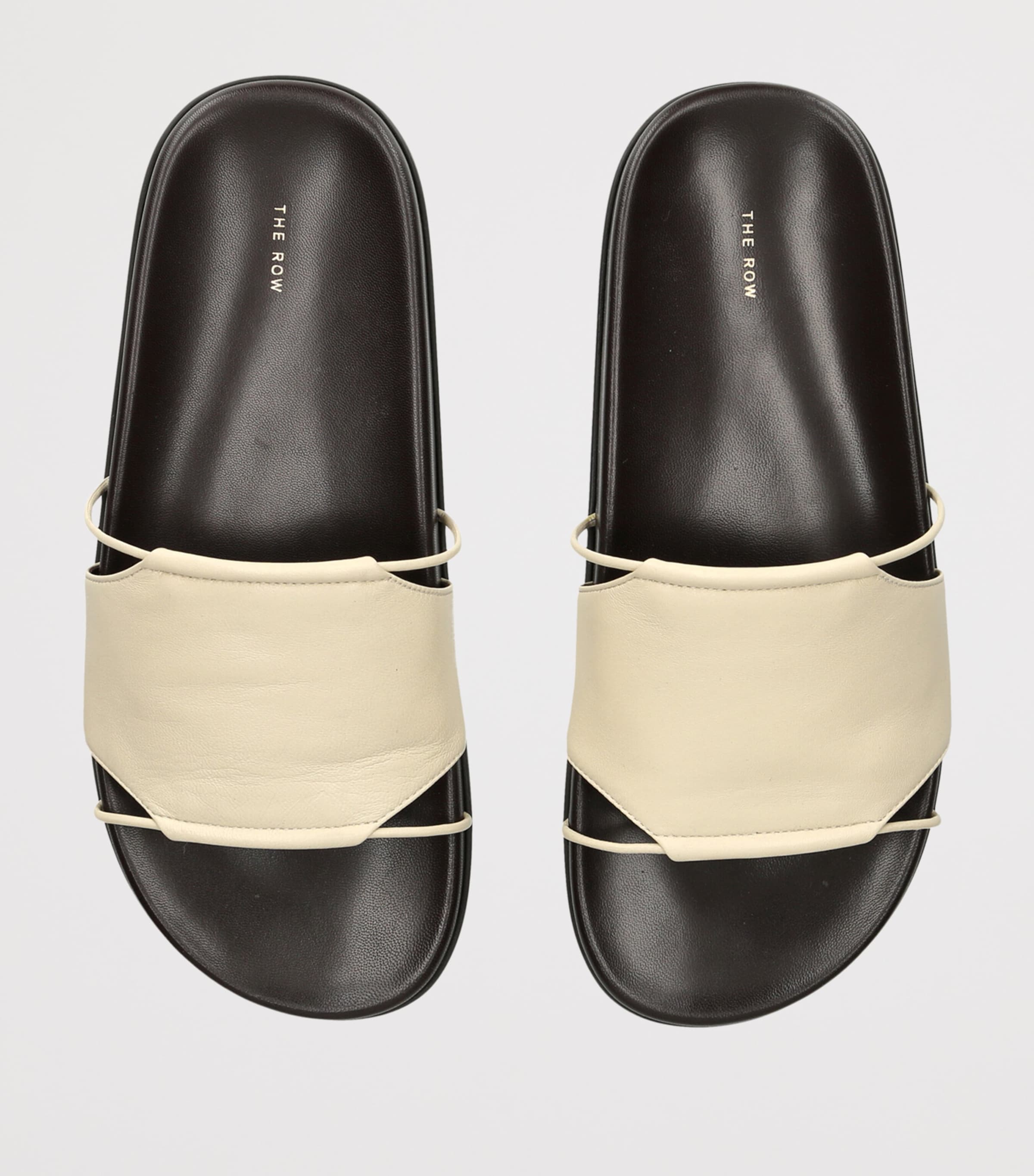 The Row Vivienne Leather Slides White Image 4