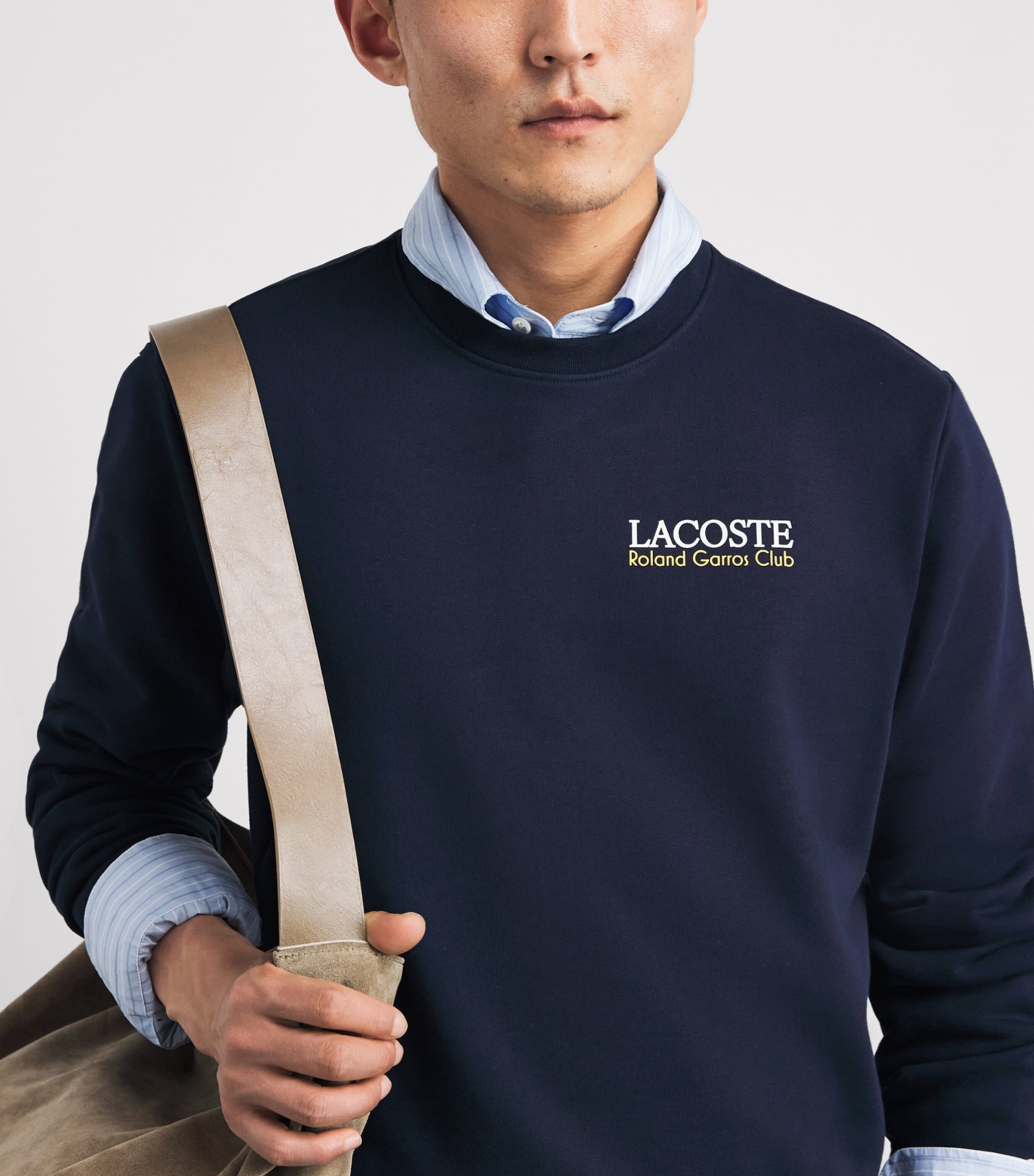 Lacoste Mens x Roland-Garros Cotton Logo Sweatshirt Navy Blue Image 3