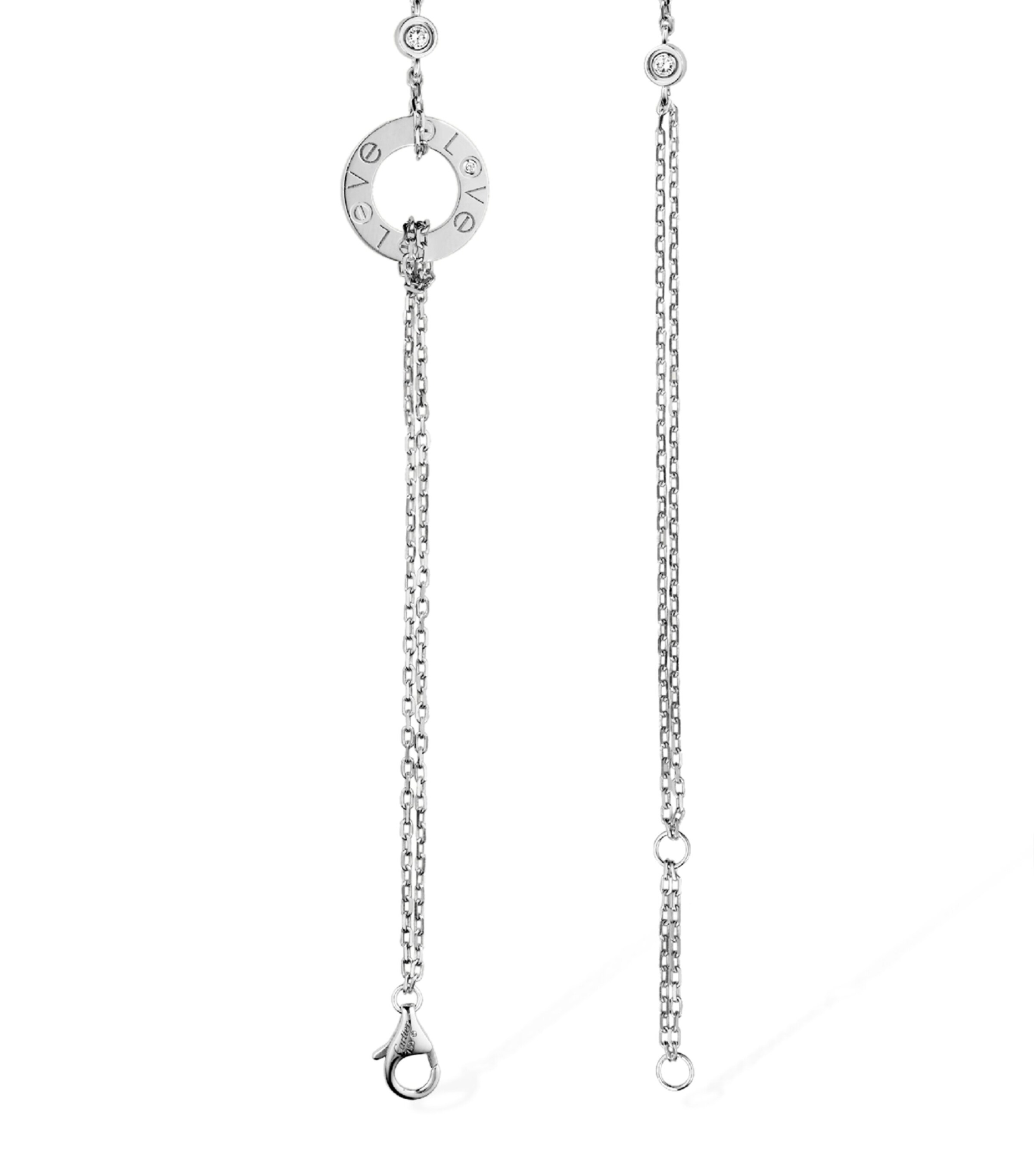 White Gold and Diamond LOVE Chain Bracelet WHITE GOLD Image 7
