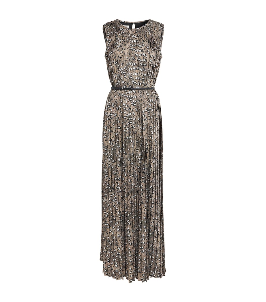 Lafayette 148 Womens Leopard Print Belted Maxi Dress Brownstone Multi Image 1