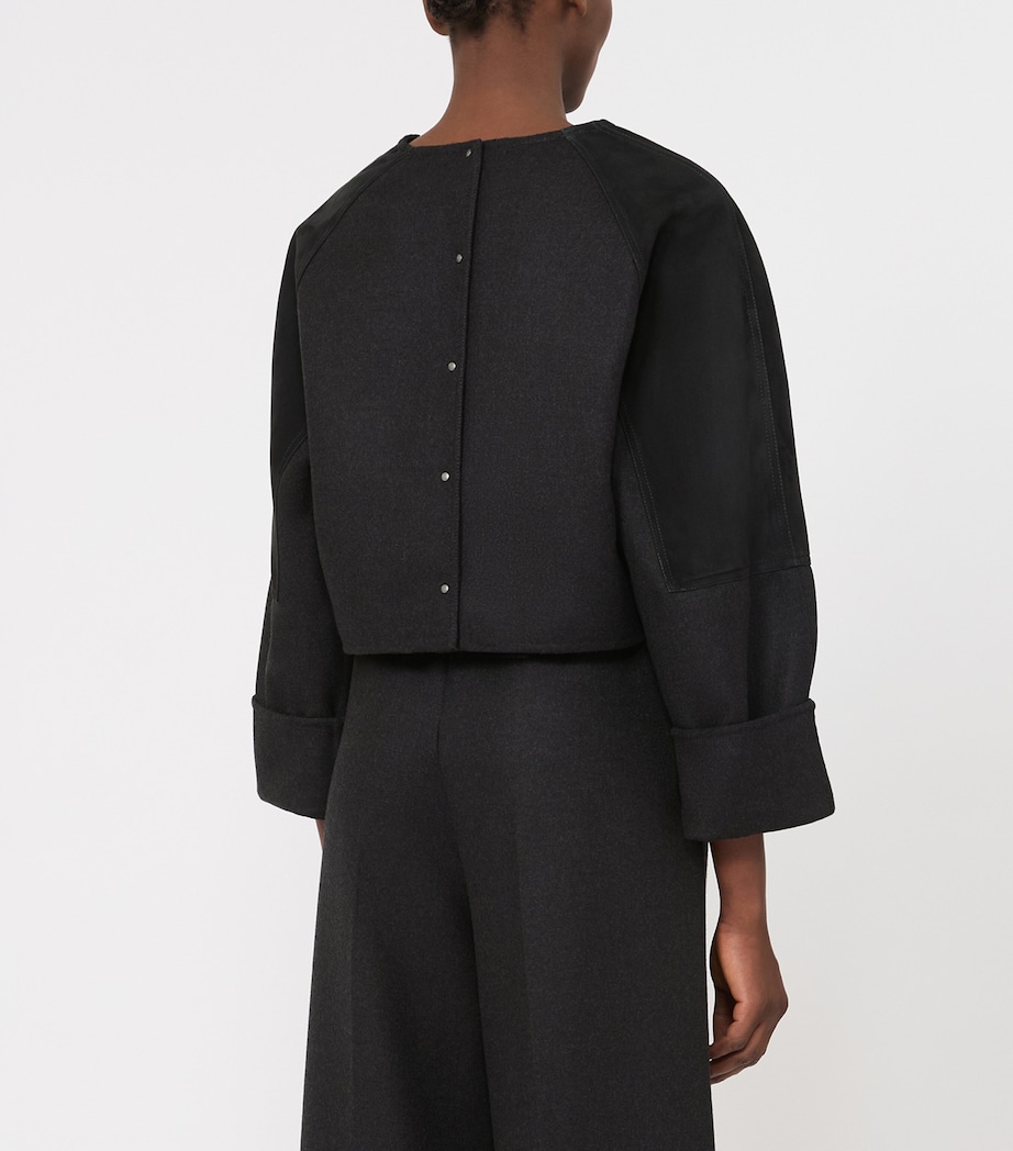Max Mara Womens Stretch-Virgin Wool Top Dark Grey Image 4
